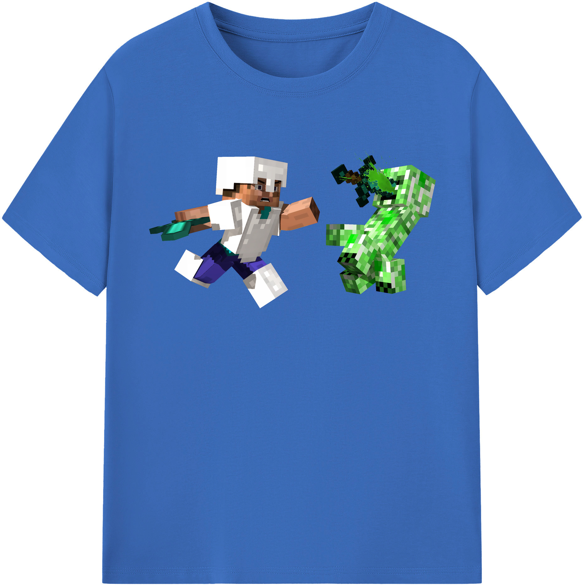 （画像用） マインクラフト ブロックの世界 Minecraft MC Block world 綿100％半袖Tシャツ（フロントプリント）