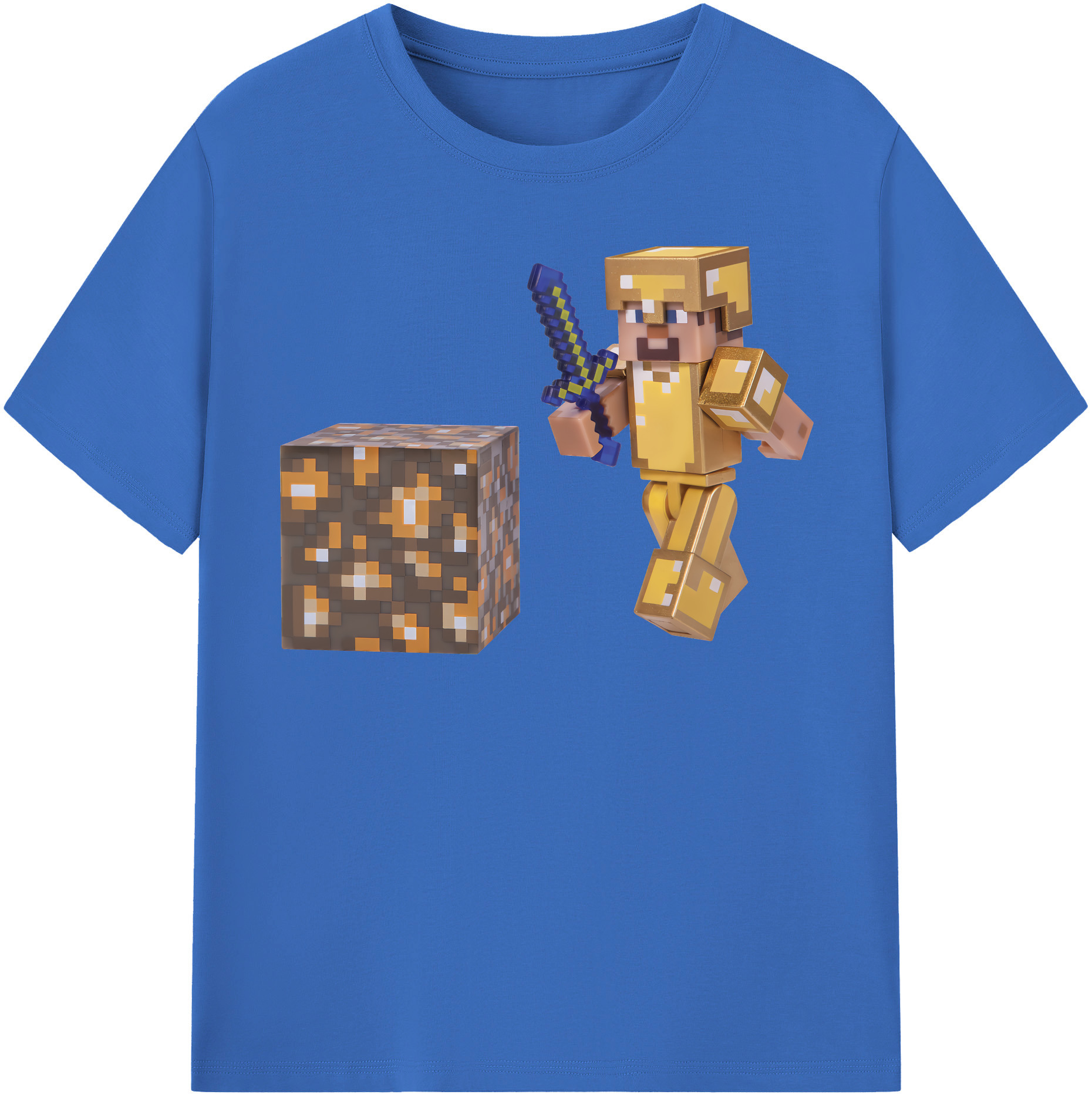 （画像用） マインクラフト ブロックの世界 Minecraft MC Block world 綿100％半袖Tシャツ（フロントプリント）
