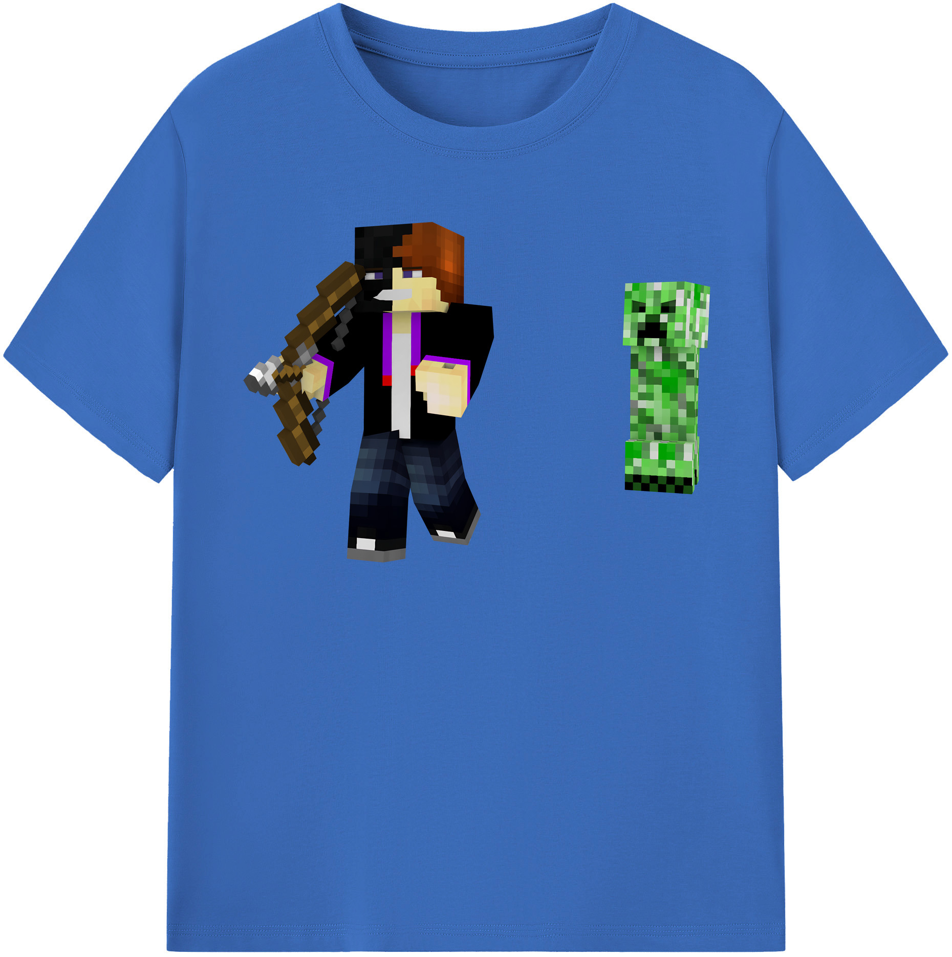 （画像用） マインクラフト ブロックの世界 Minecraft MC Block world 綿100％半袖Tシャツ（フロントプリント）