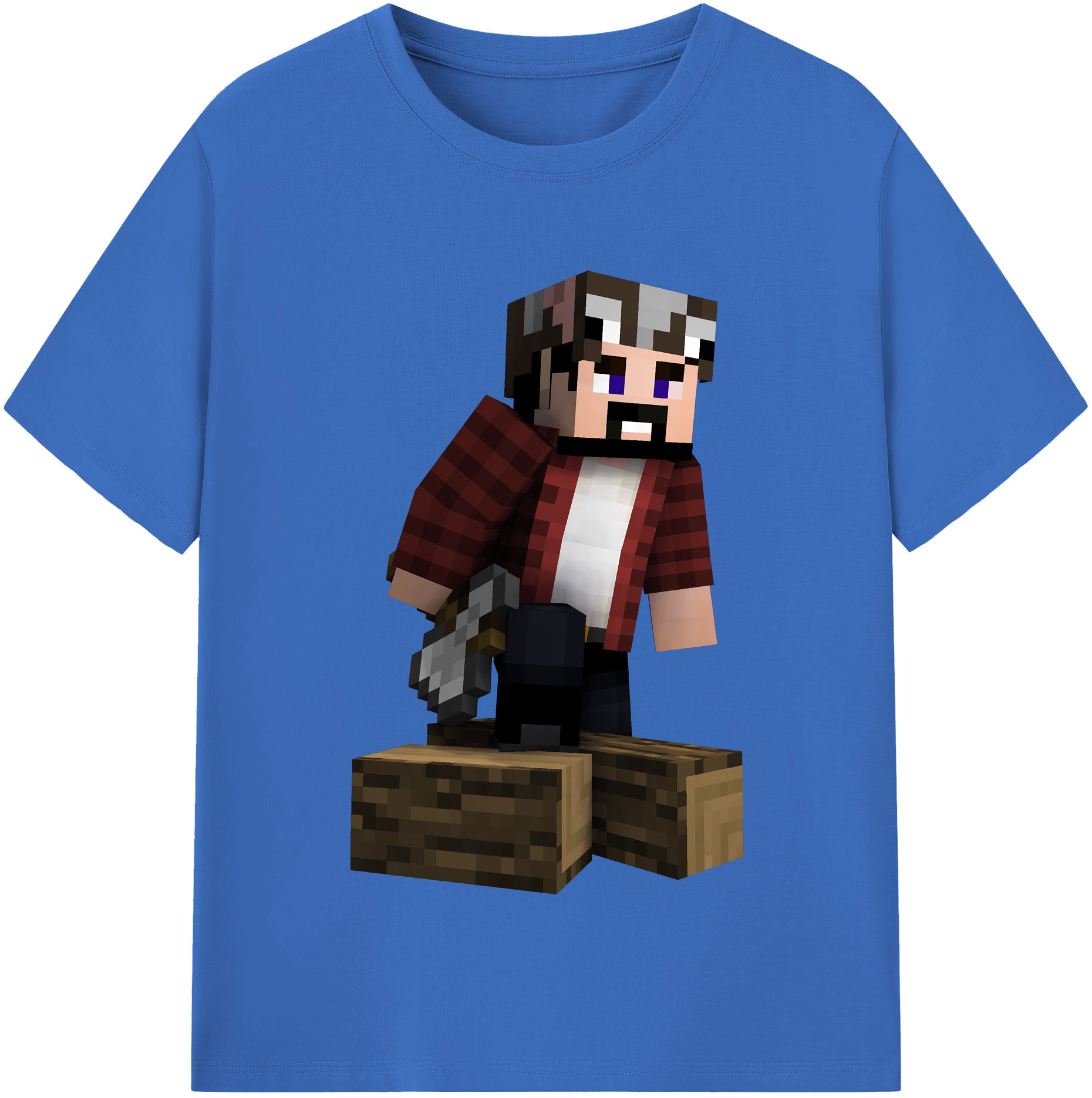 （画像用） マインクラフト ブロックの世界 Minecraft MC Block world 綿100％半袖Tシャツ（フロントプリント）