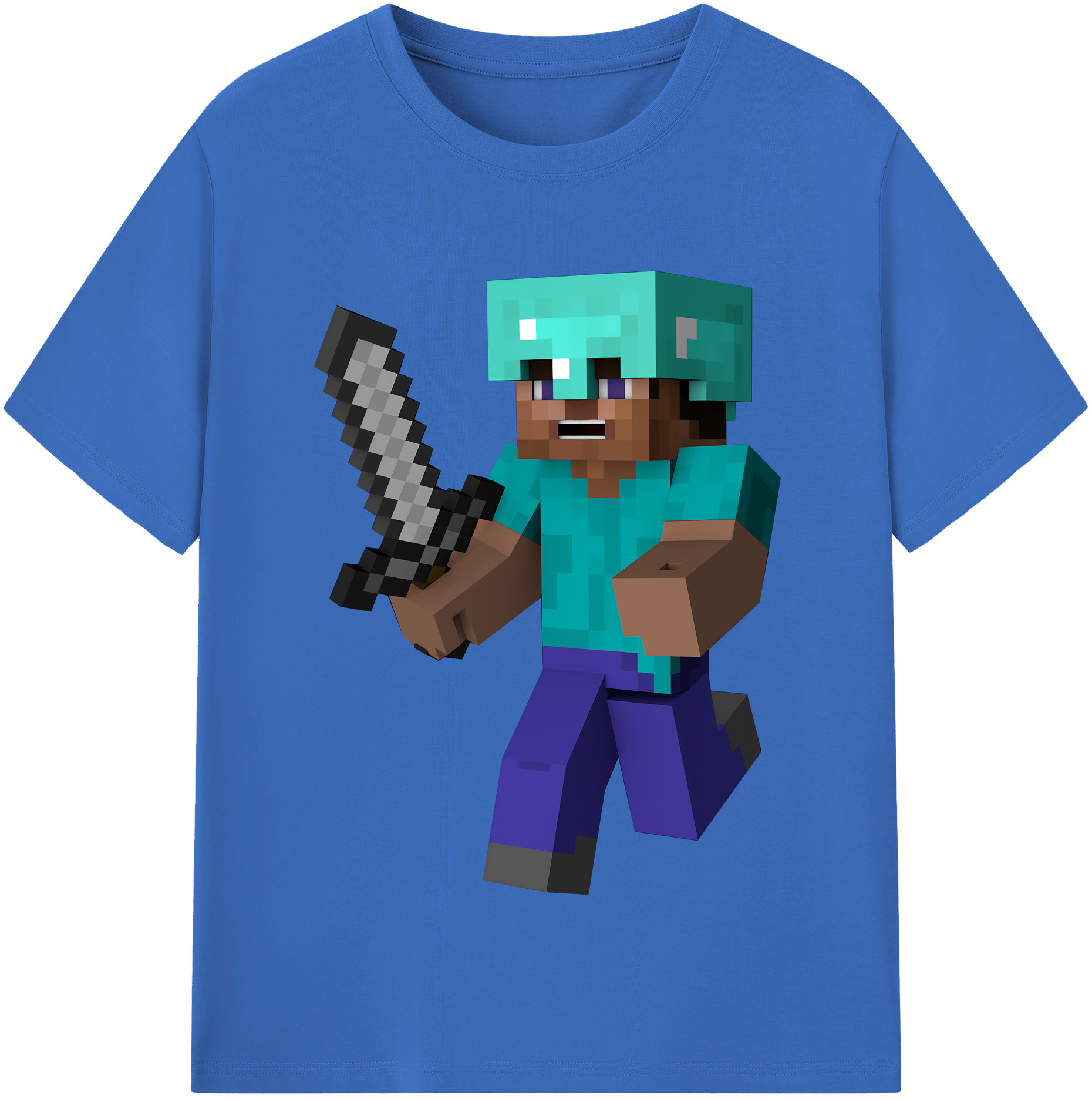 （画像用） マインクラフト ブロックの世界 Minecraft MC Block world 綿100％半袖Tシャツ（フロントプリント）