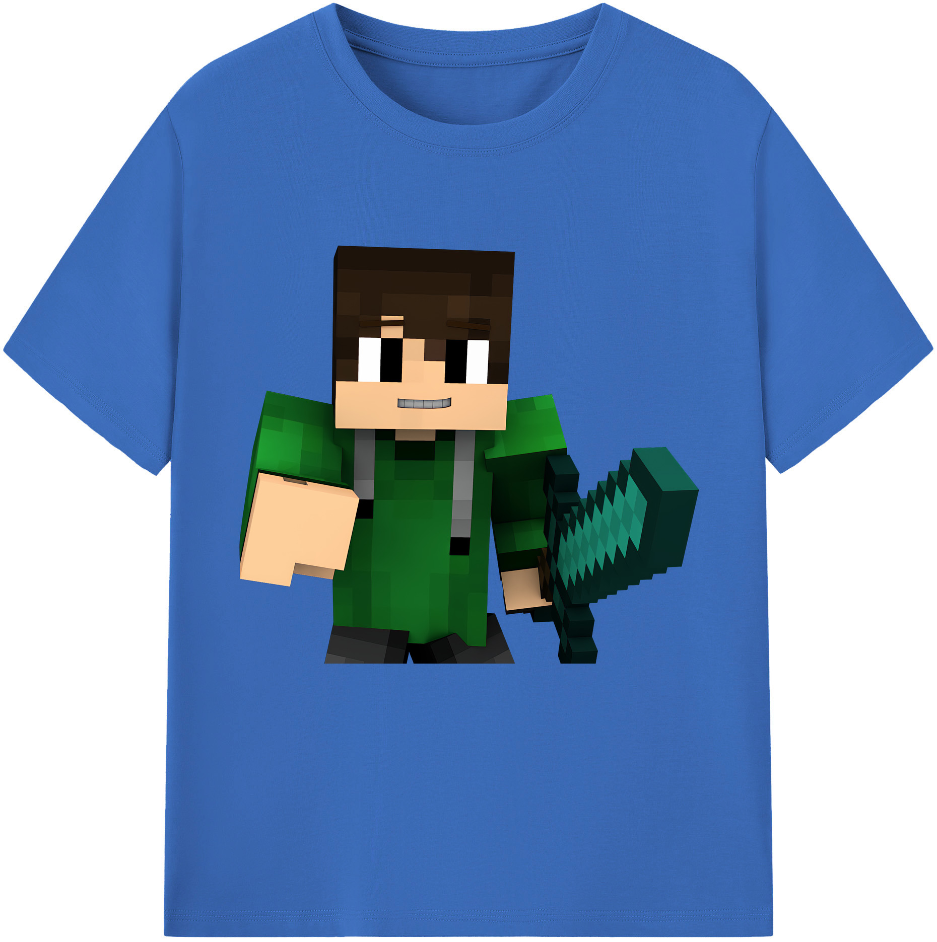 （画像用） マインクラフト ブロックの世界 Minecraft MC Block world 綿100％半袖Tシャツ（フロントプリント）