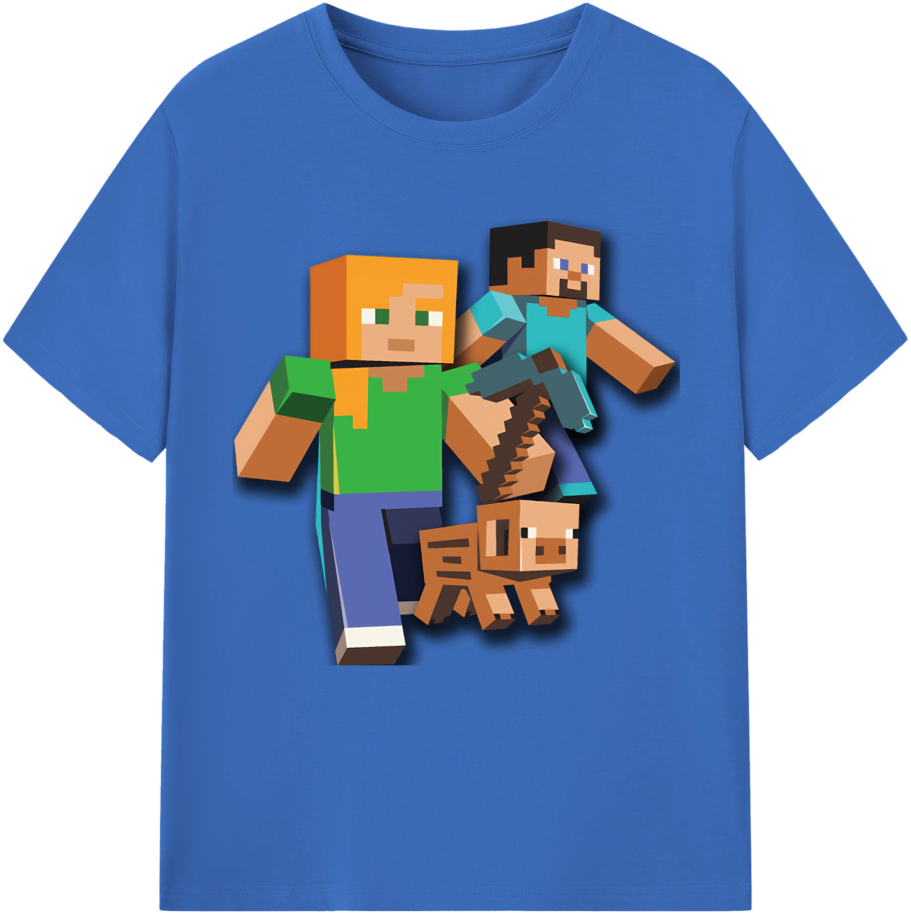 （画像用） マインクラフト ブロックの世界 Minecraft MC Block world 綿100％半袖Tシャツ（フロントプリント）