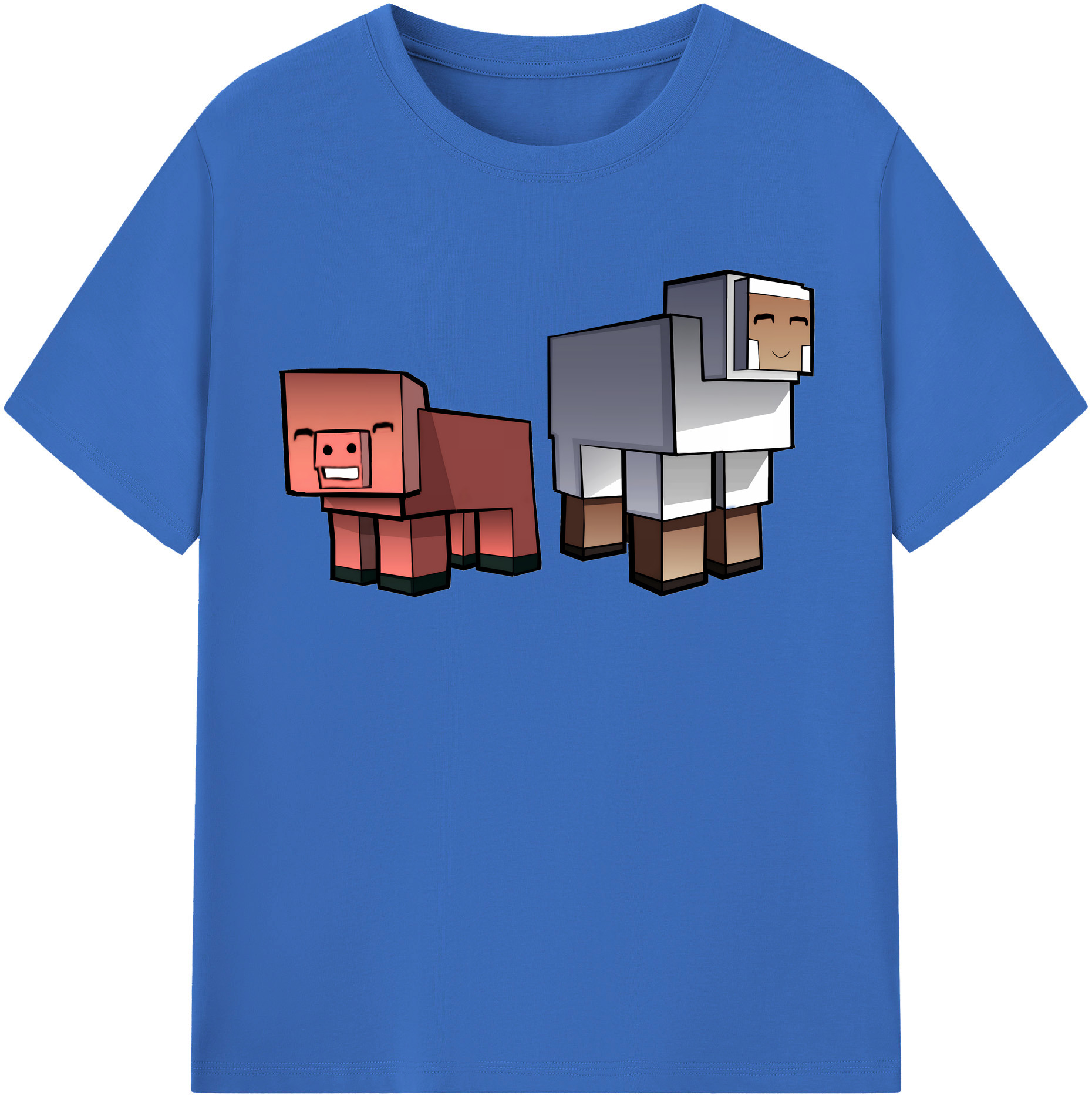 （画像用） マインクラフト ブロックの世界 Minecraft MC Block world 綿100％半袖Tシャツ（フロントプリント）
