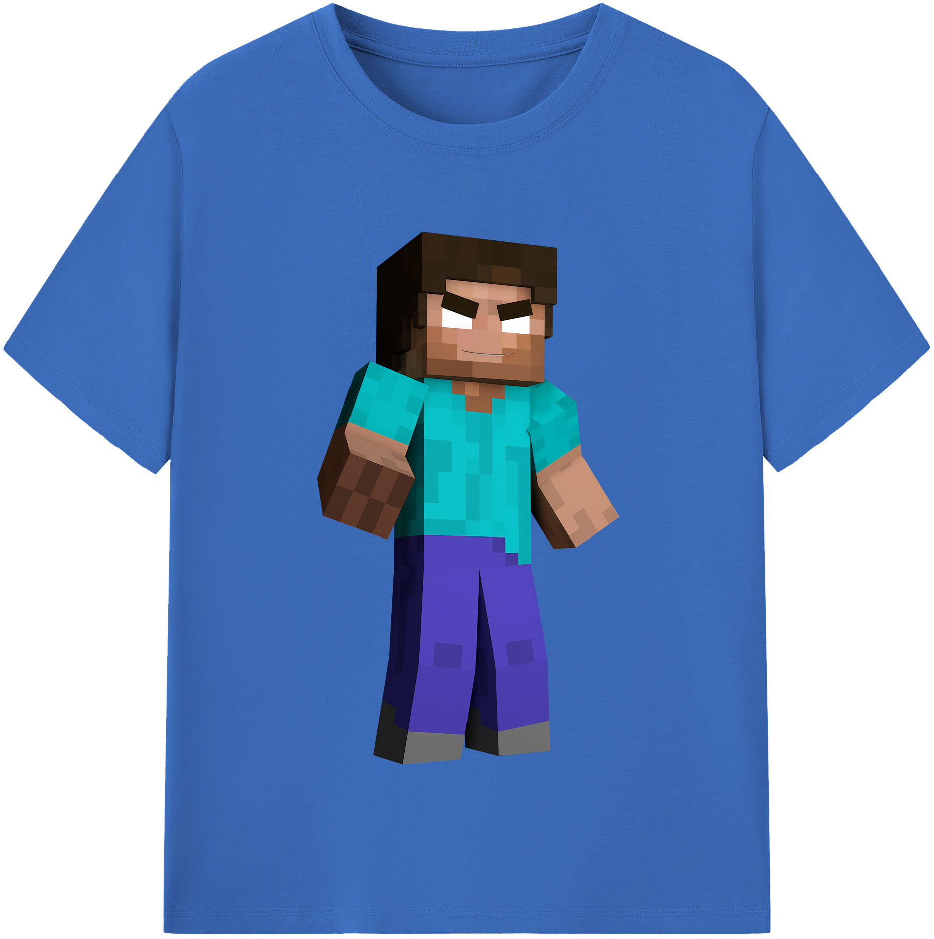 （画像用） マインクラフト ブロックの世界 Minecraft MC Block world 綿100％半袖Tシャツ（フロントプリント）