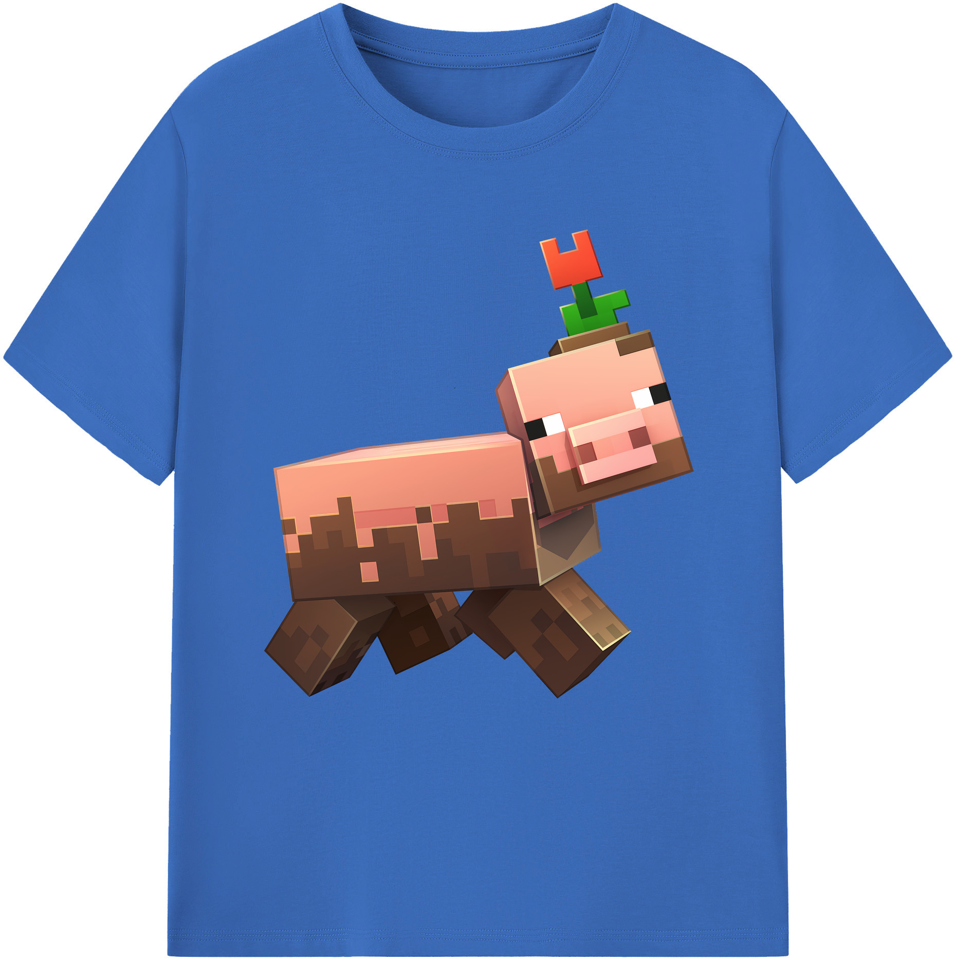 （画像用） マインクラフト ブロックの世界 Minecraft MC Block world 綿100％半袖Tシャツ（フロントプリント）