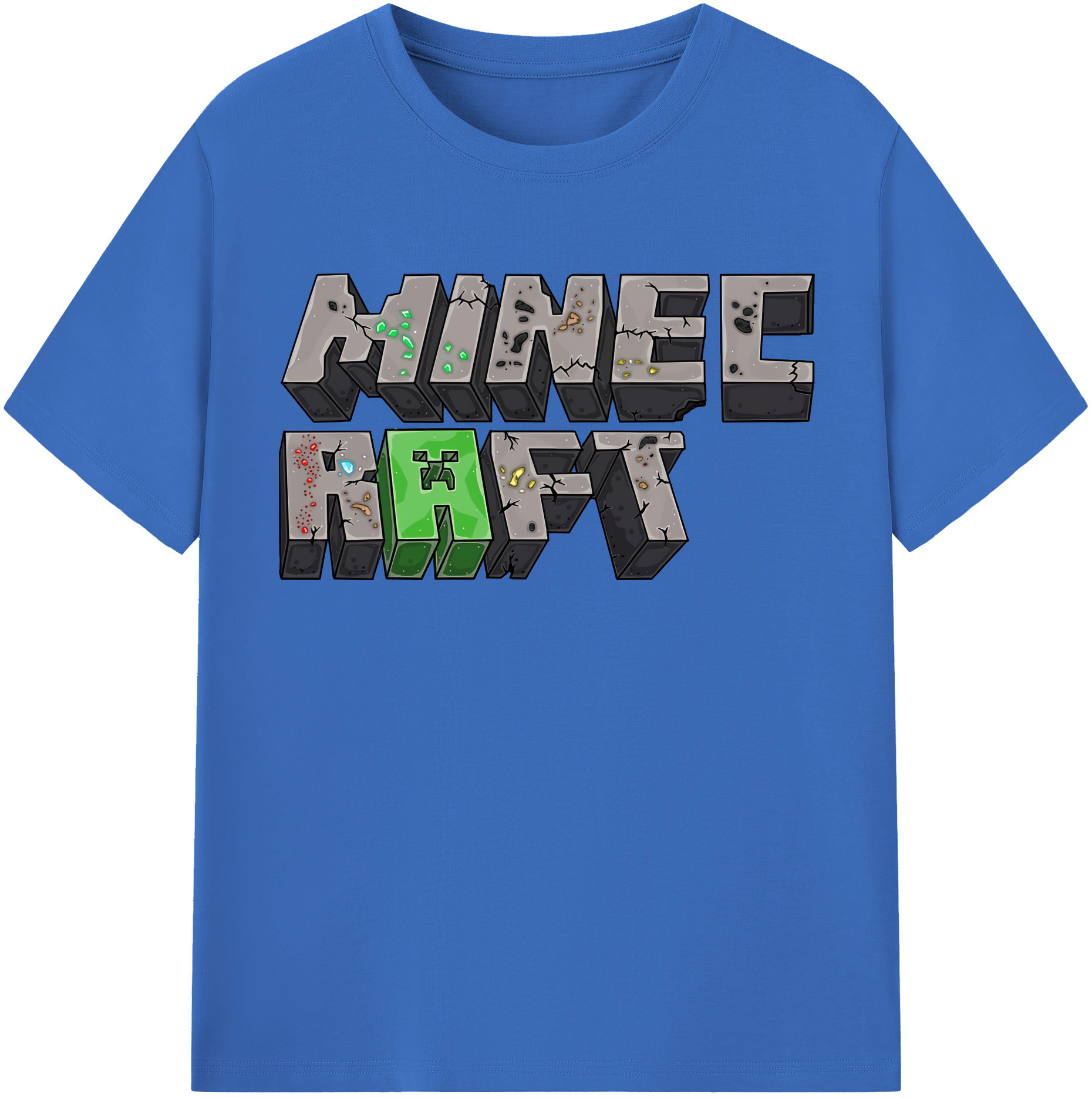 （画像用） マインクラフト ブロックの世界 Minecraft MC Block world 綿100％半袖Tシャツ（フロントプリント）