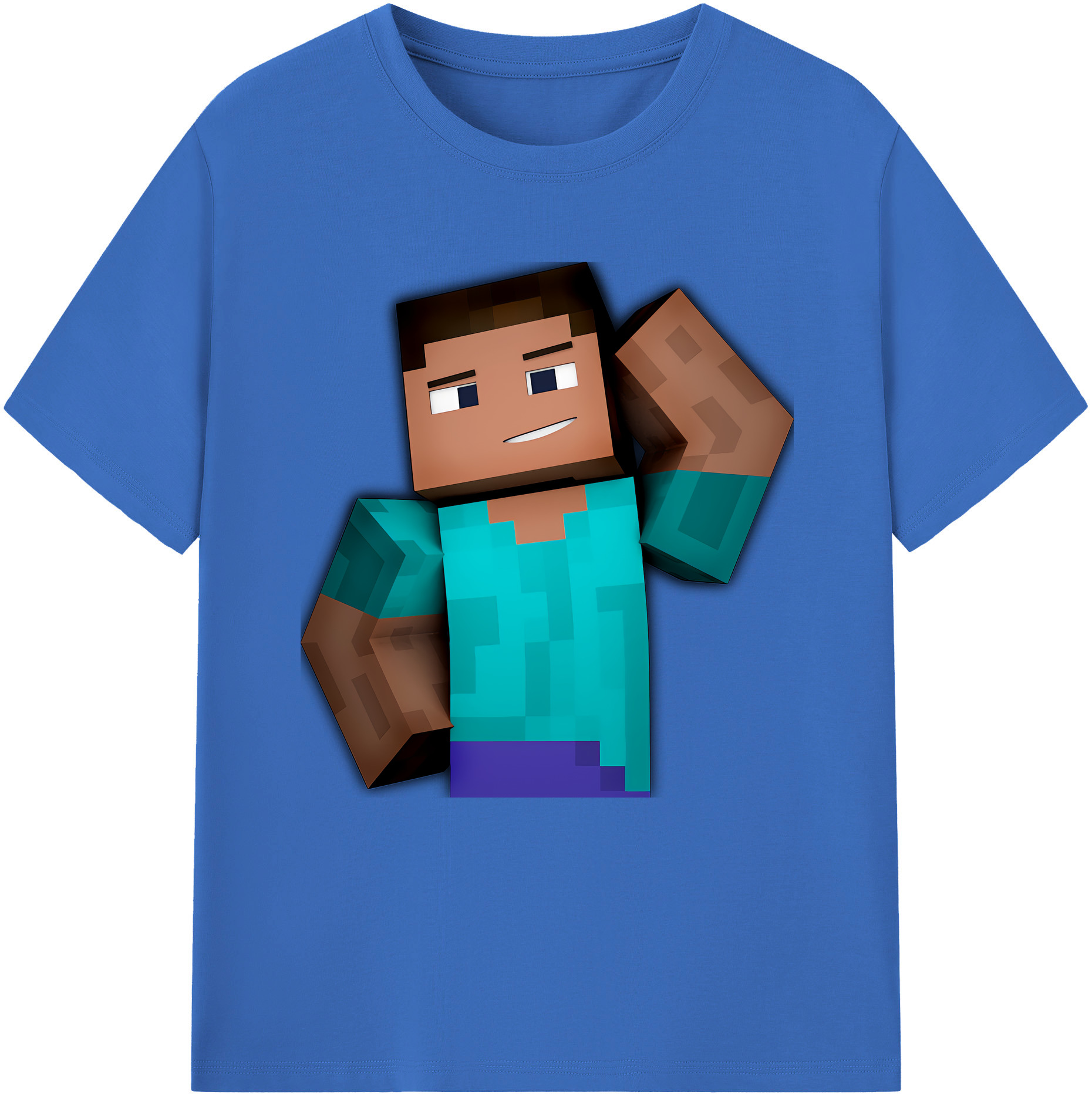 （画像用） マインクラフト ブロックの世界 Minecraft MC Block world 綿100％半袖Tシャツ（フロントプリント）