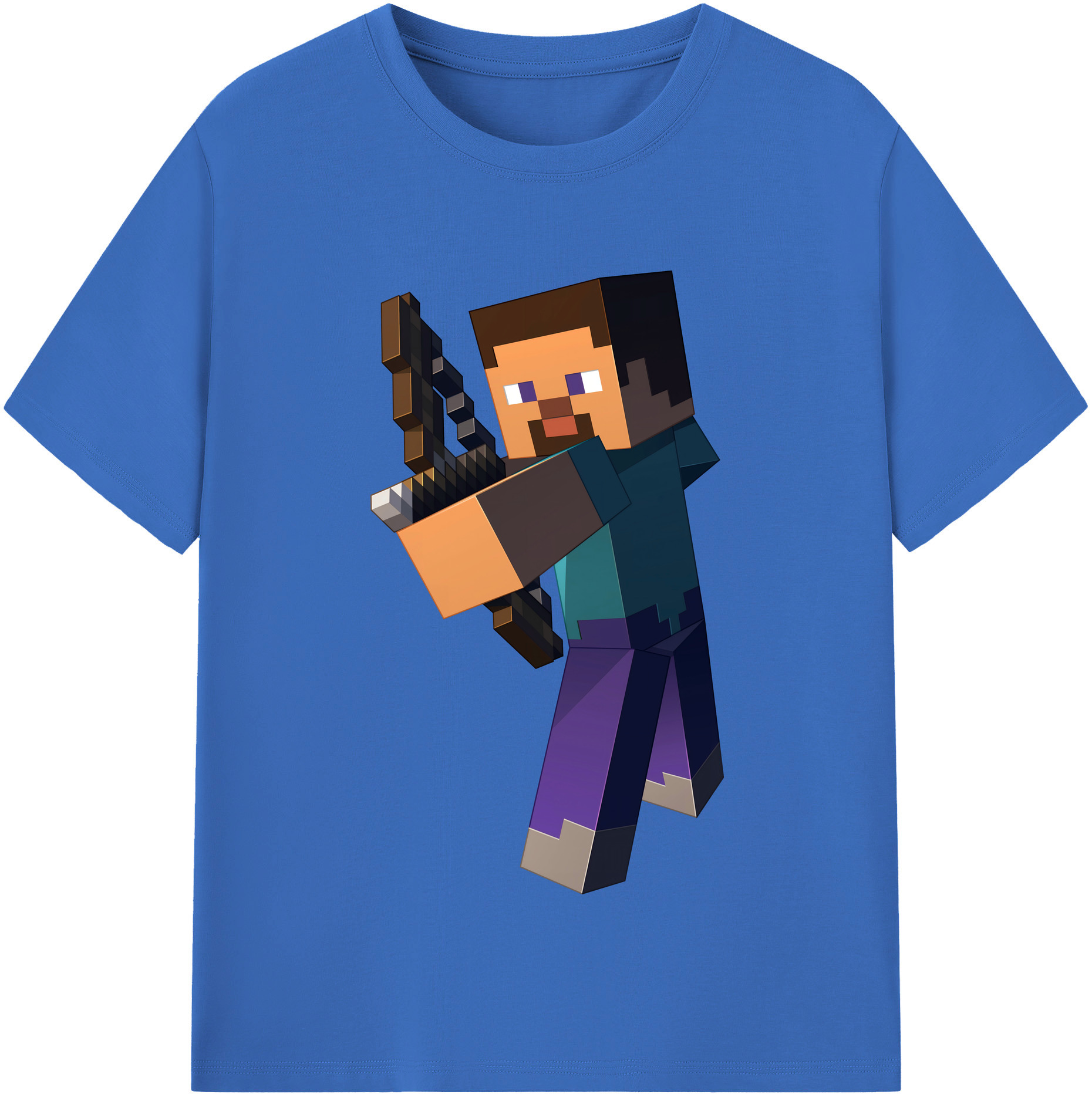 （画像用） マインクラフト ブロックの世界 Minecraft MC Block world 綿100％半袖Tシャツ（フロントプリント）