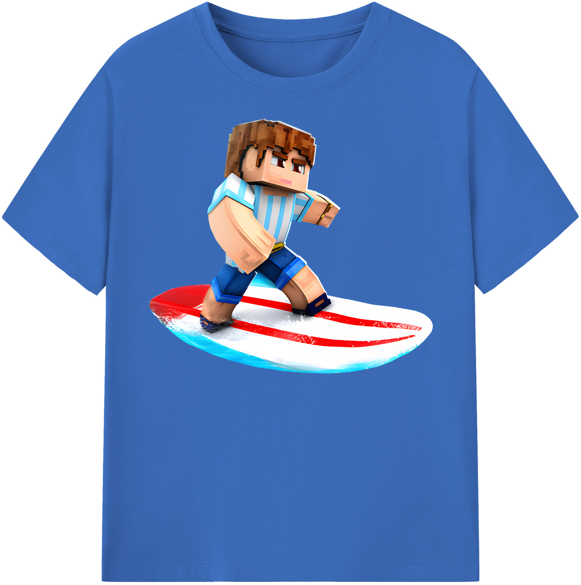 （画像用） マインクラフト ブロックの世界 Minecraft MC Block world 綿100％半袖Tシャツ（フロントプリント）