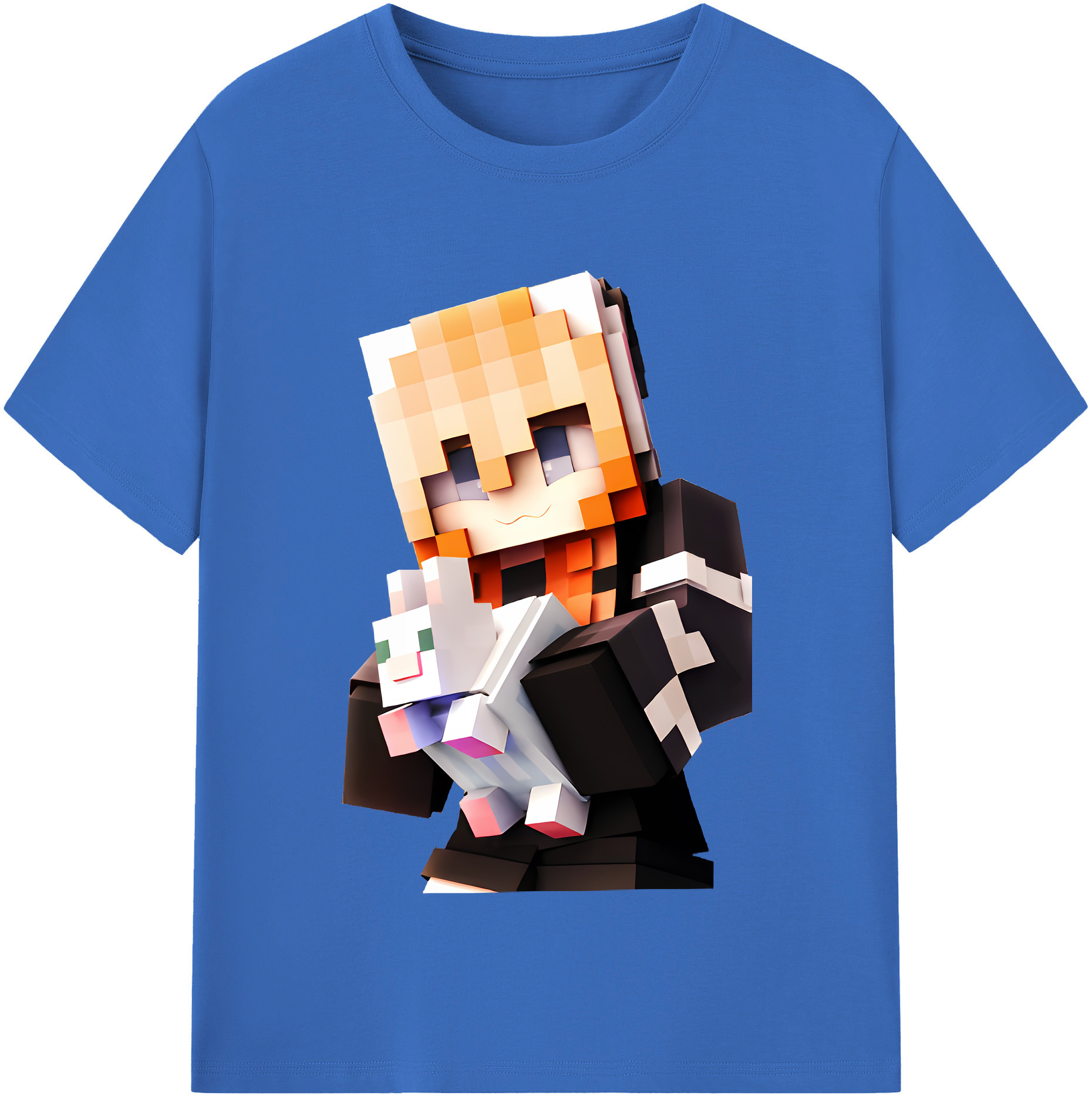 （画像用） マインクラフト ブロックの世界 Minecraft MC Block world 綿100％半袖Tシャツ（フロントプリント）