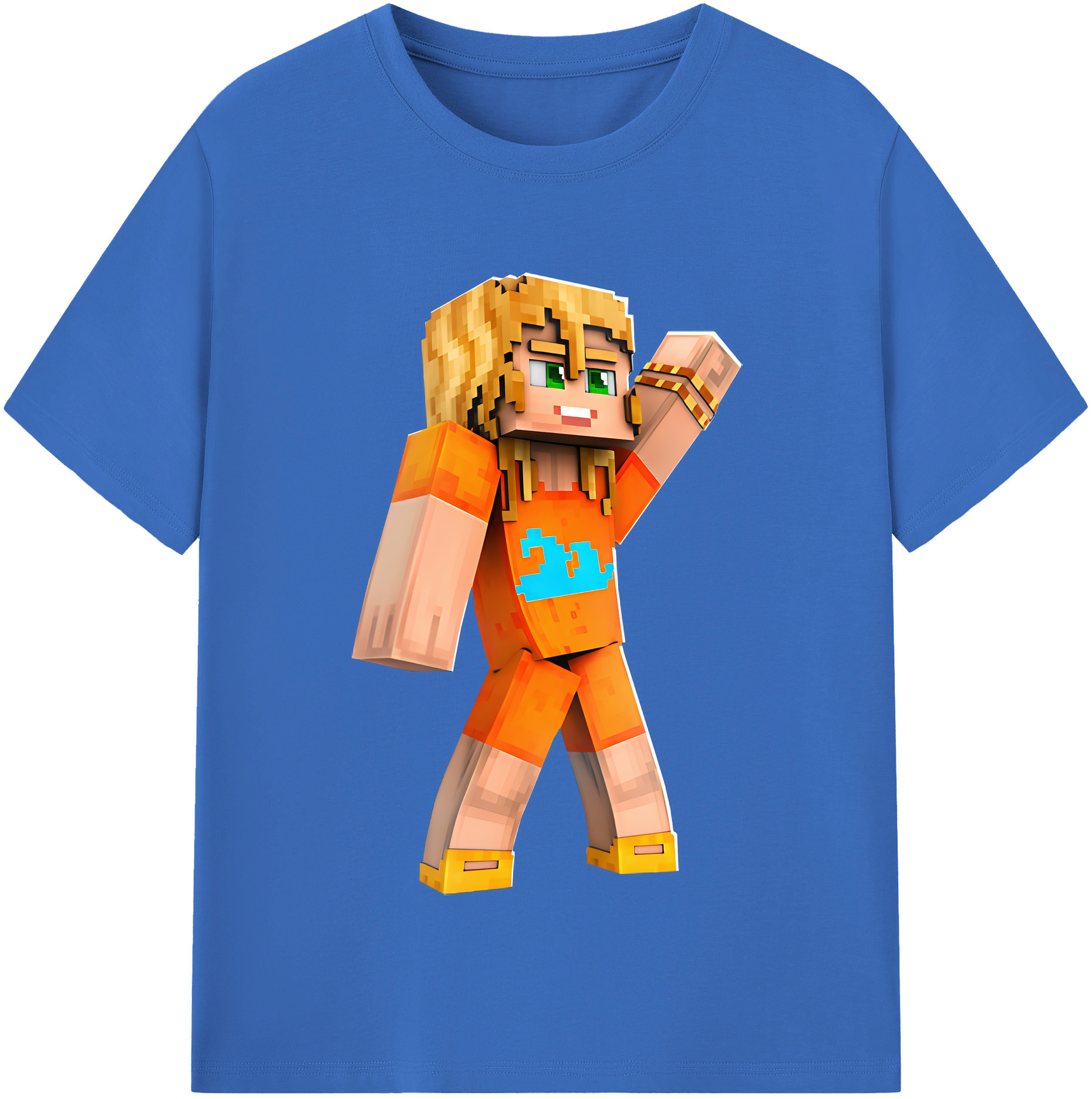（画像用） マインクラフト ブロックの世界 Minecraft MC Block world 綿100％半袖Tシャツ（フロントプリント）