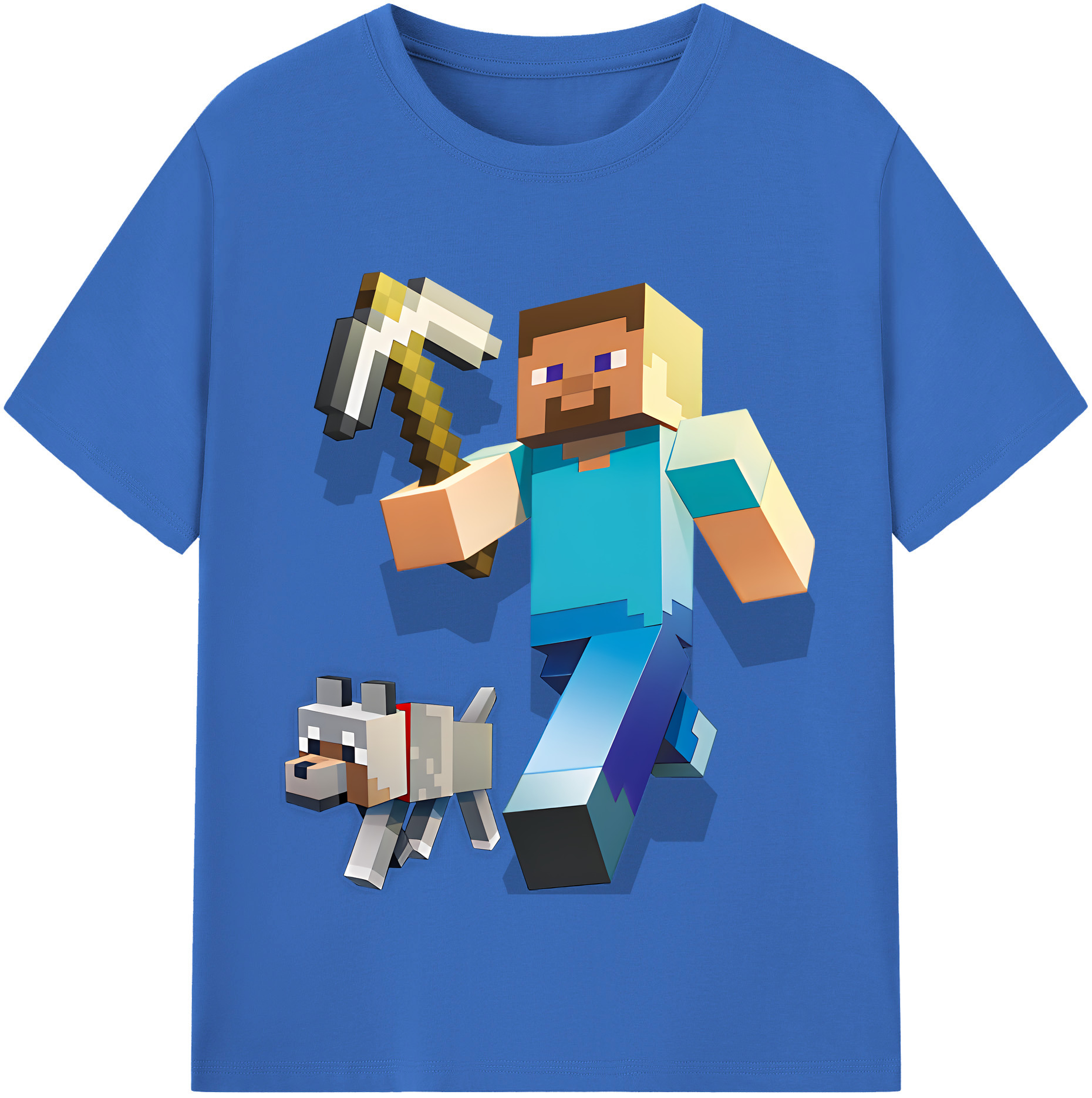 （画像用） マインクラフト ブロックの世界 Minecraft MC Block world 綿100％半袖Tシャツ（フロントプリント）