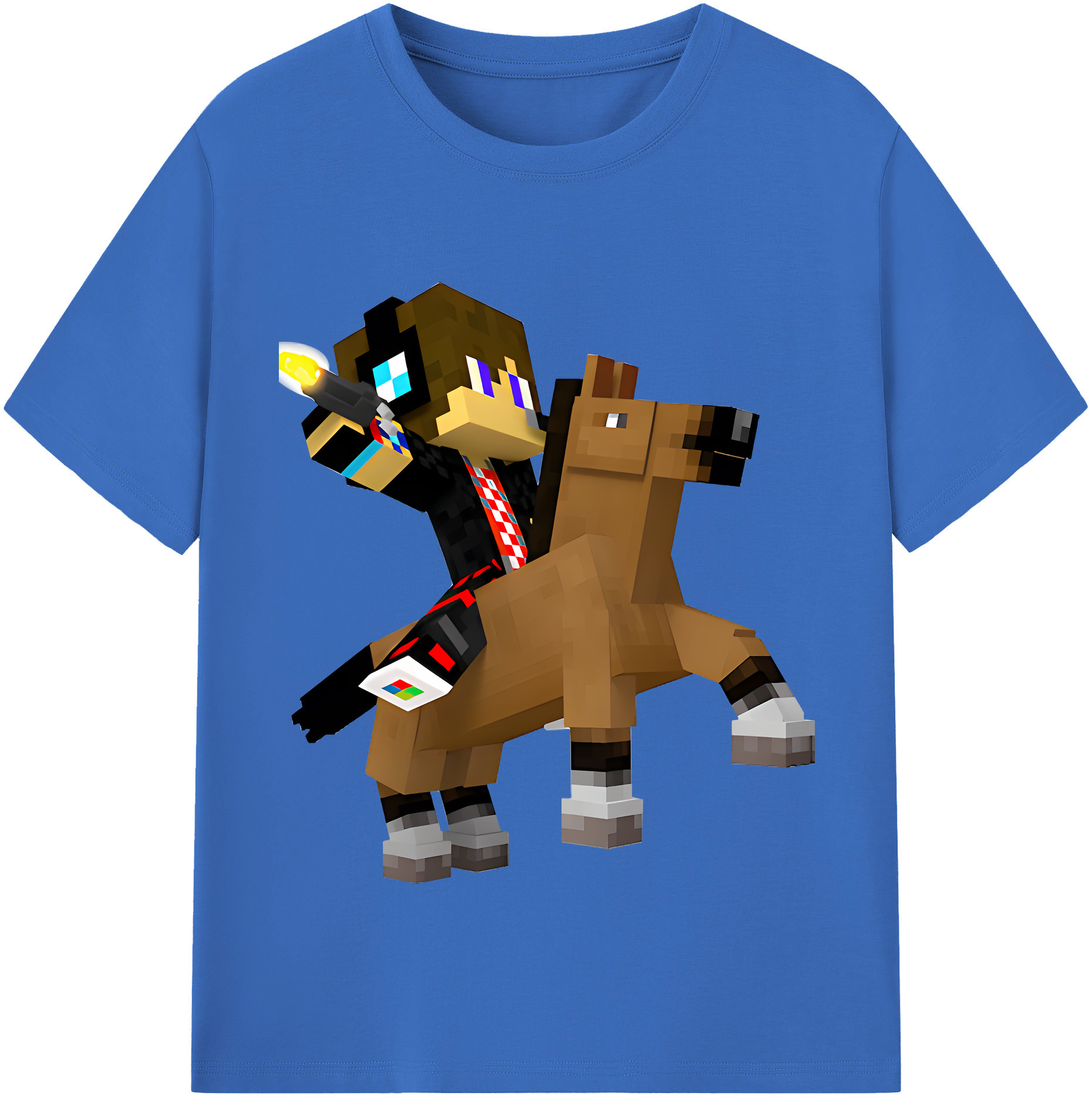 （画像用） マインクラフト ブロックの世界 Minecraft MC Block world 綿100％半袖Tシャツ（フロントプリント）