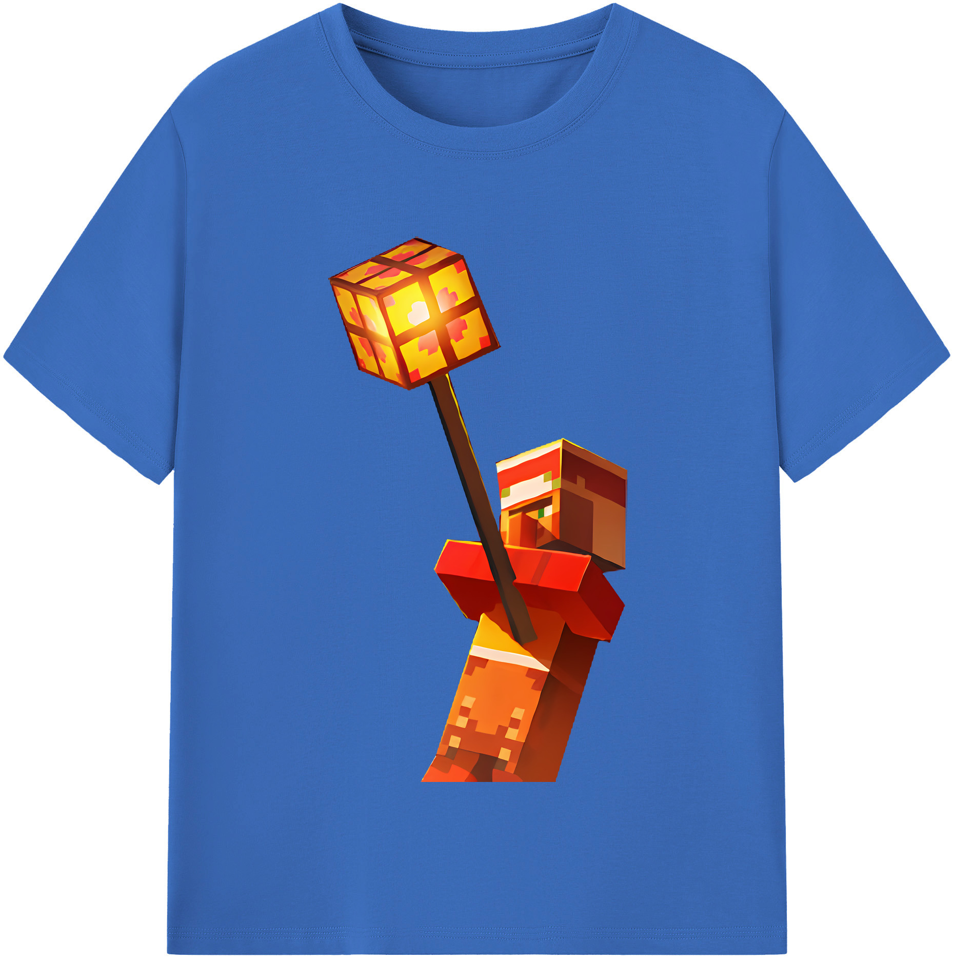 （画像用） マインクラフト ブロックの世界 Minecraft MC Block world 綿100％半袖Tシャツ（フロントプリント）