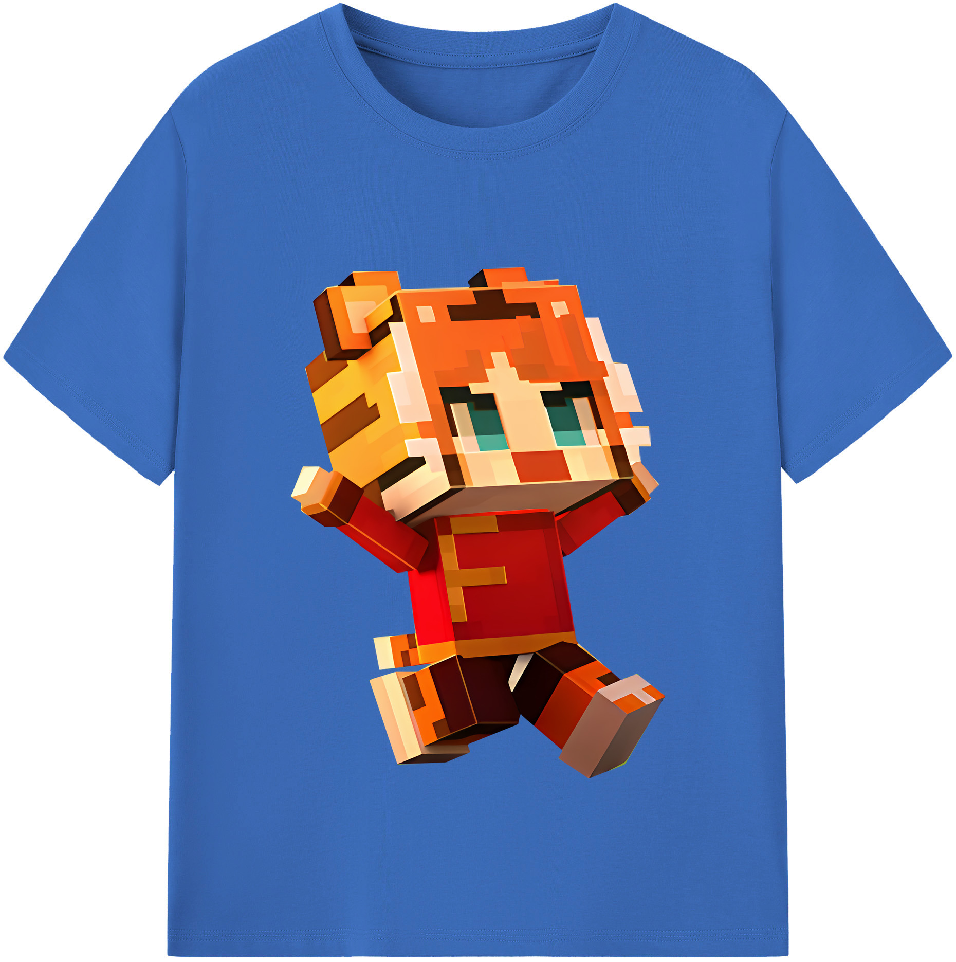 （画像用） マインクラフト ブロックの世界 Minecraft MC Block world 綿100％半袖Tシャツ（フロントプリント）