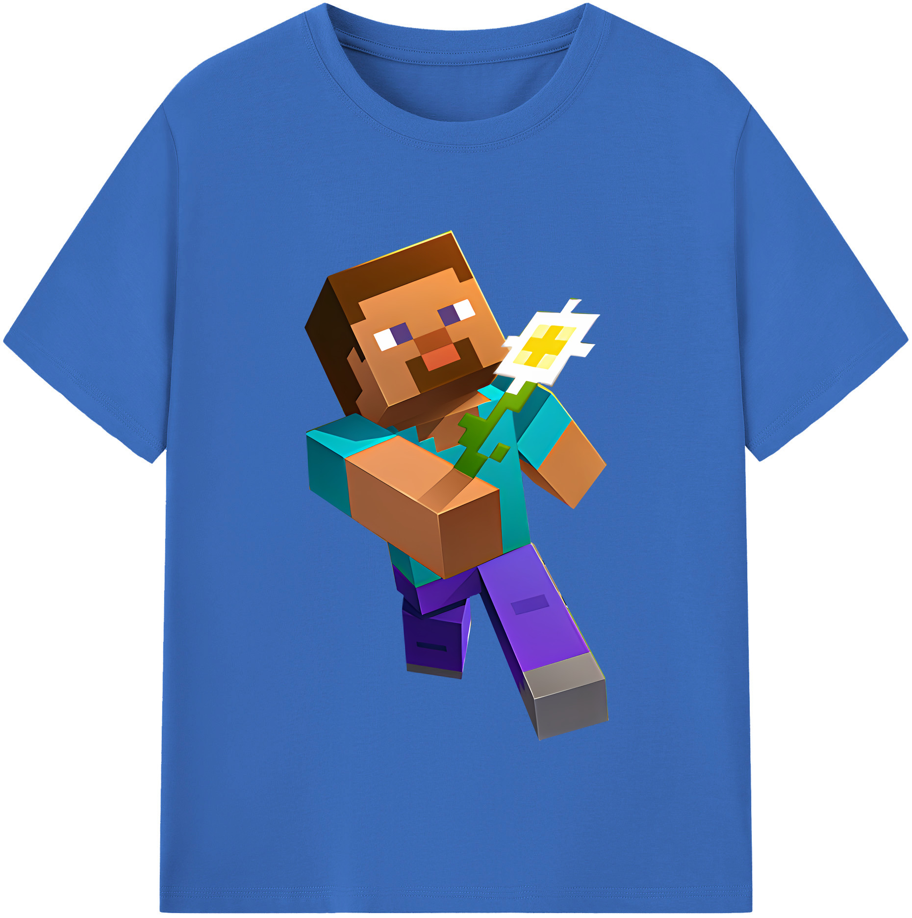 （画像用） マインクラフト ブロックの世界 Minecraft MC Block world 綿100％半袖Tシャツ（フロントプリント）
