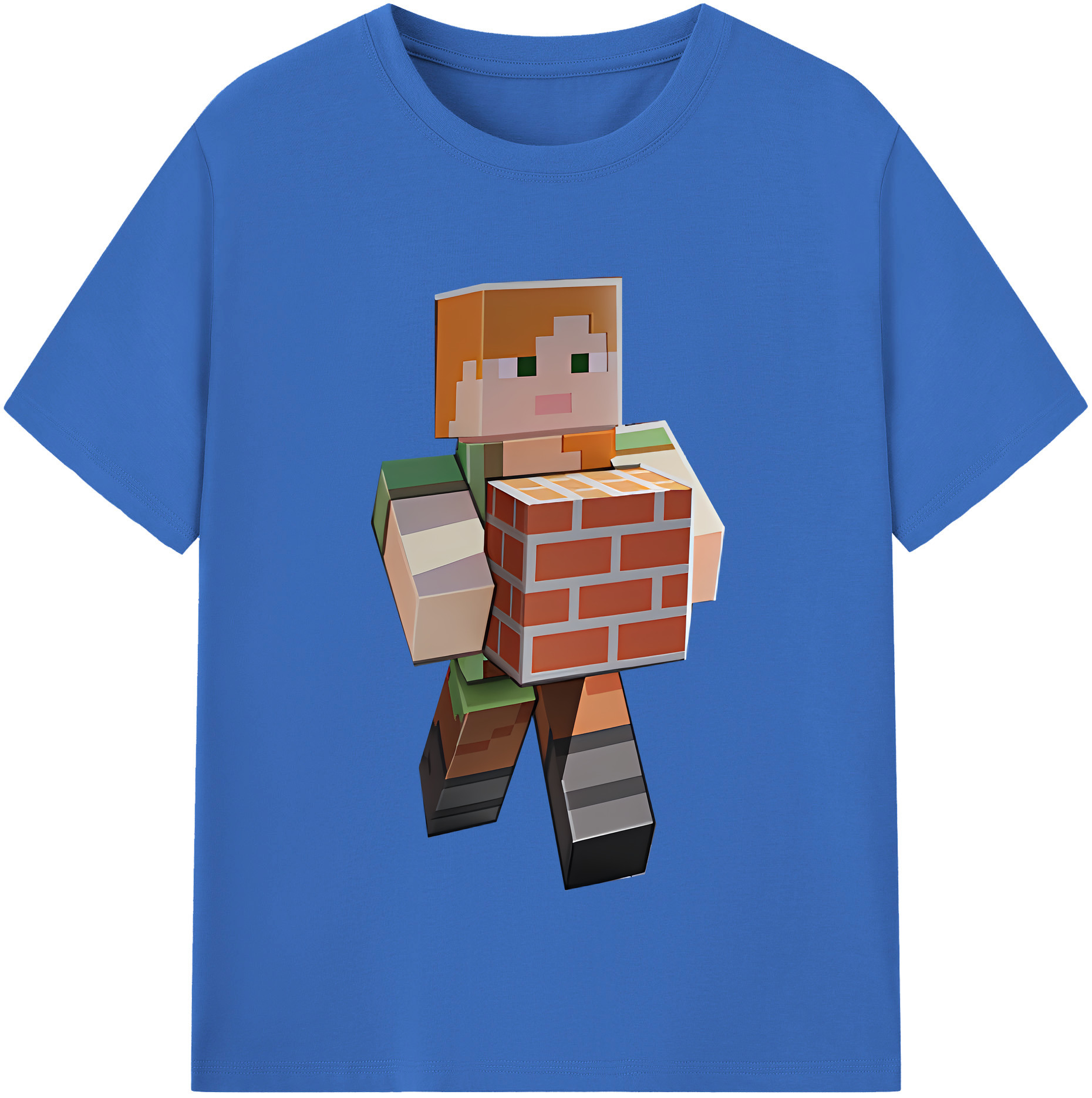 （画像用） マインクラフト ブロックの世界 Minecraft MC Block world 綿100％半袖Tシャツ（フロントプリント）