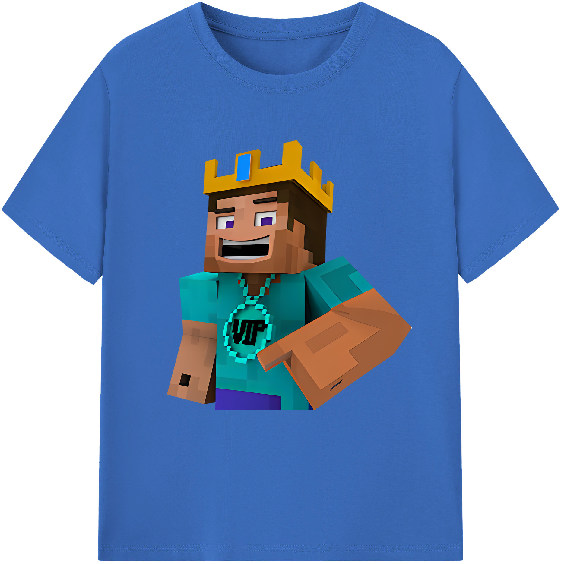 （画像用） マインクラフト ブロックの世界 Minecraft MC Block world 綿100％半袖Tシャツ（フロントプリント）