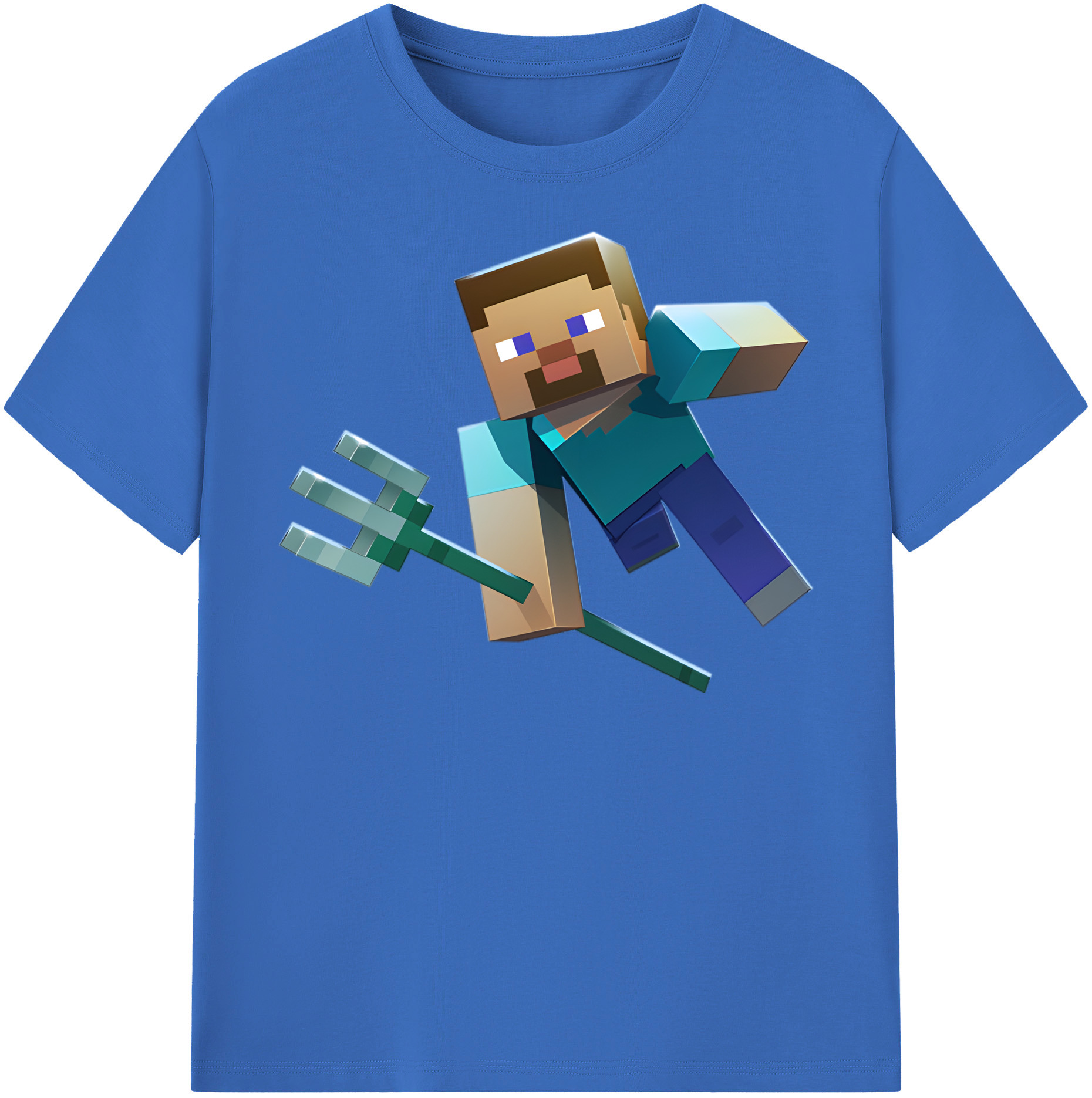 （画像用） マインクラフト ブロックの世界 Minecraft MC Block world 綿100％半袖Tシャツ（フロントプリント）