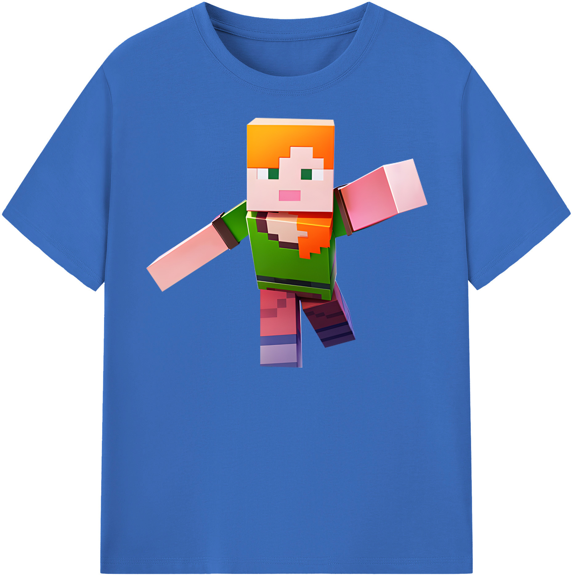 （画像用） マインクラフト ブロックの世界 Minecraft MC Block world 綿100％半袖Tシャツ（フロントプリント）