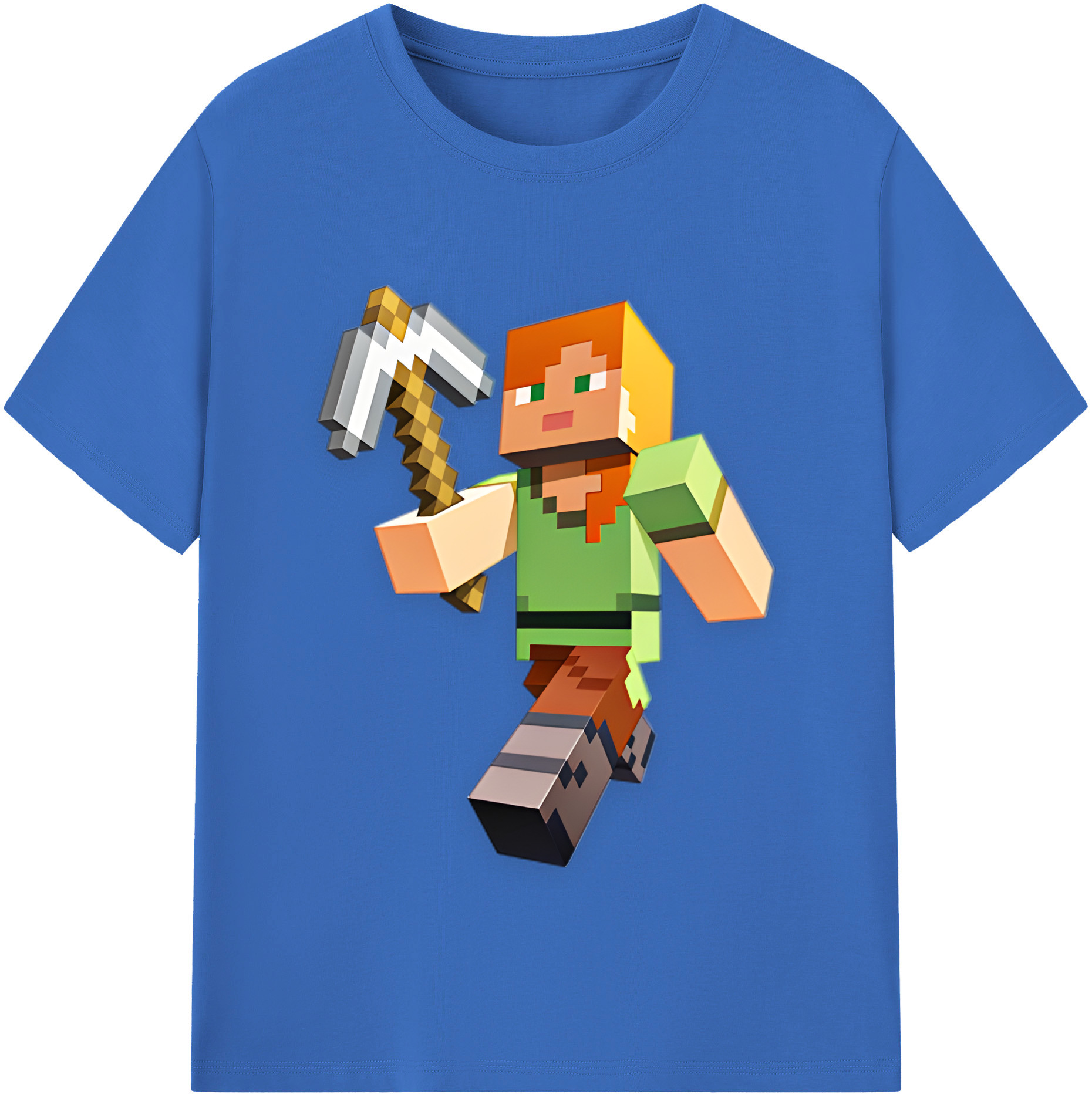 （画像用） マインクラフト ブロックの世界 Minecraft MC Block world 綿100％半袖Tシャツ（フロントプリント）