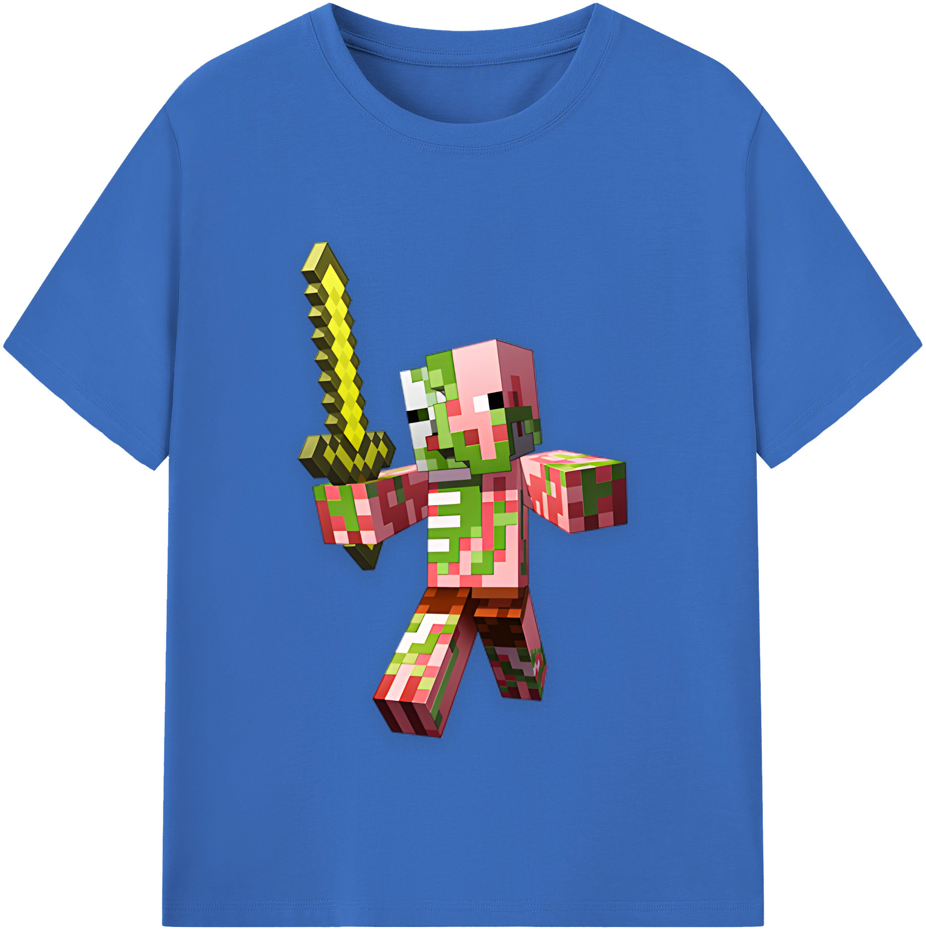 （画像用） マインクラフト ブロックの世界 Minecraft MC Block world 綿100％半袖Tシャツ（フロントプリント）
