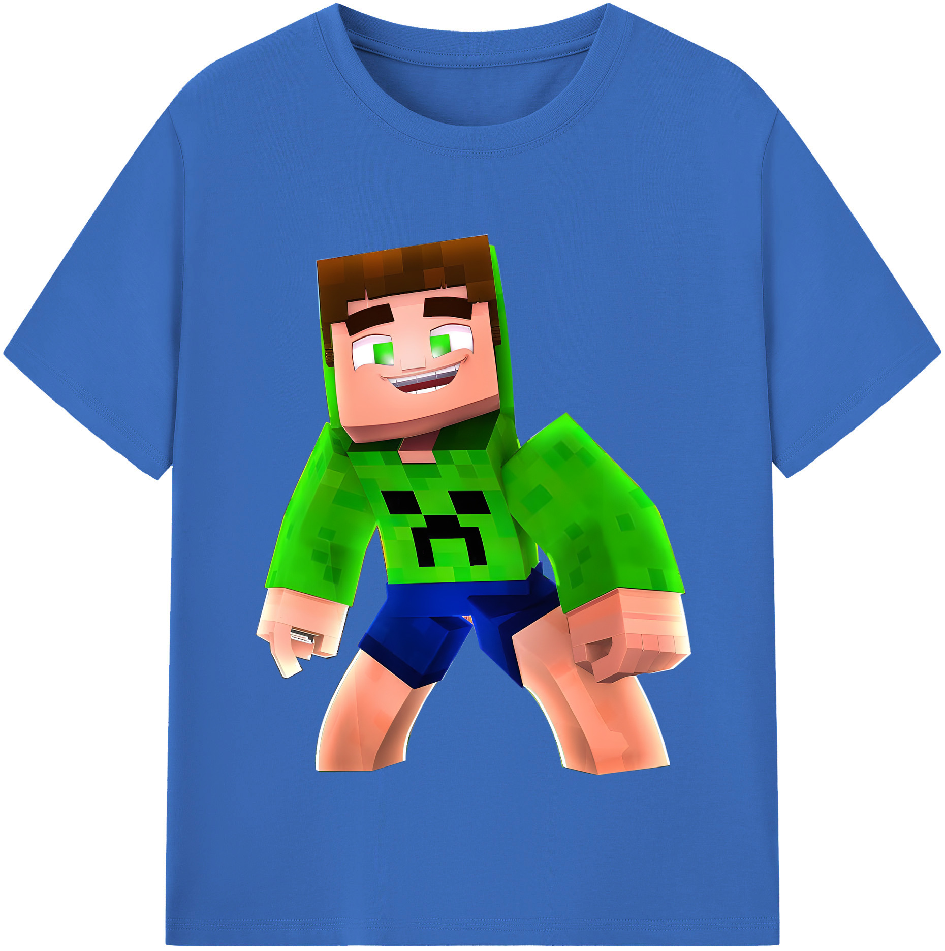（画像用） マインクラフト ブロックの世界 Minecraft MC Block world 綿100％半袖Tシャツ（フロントプリント）