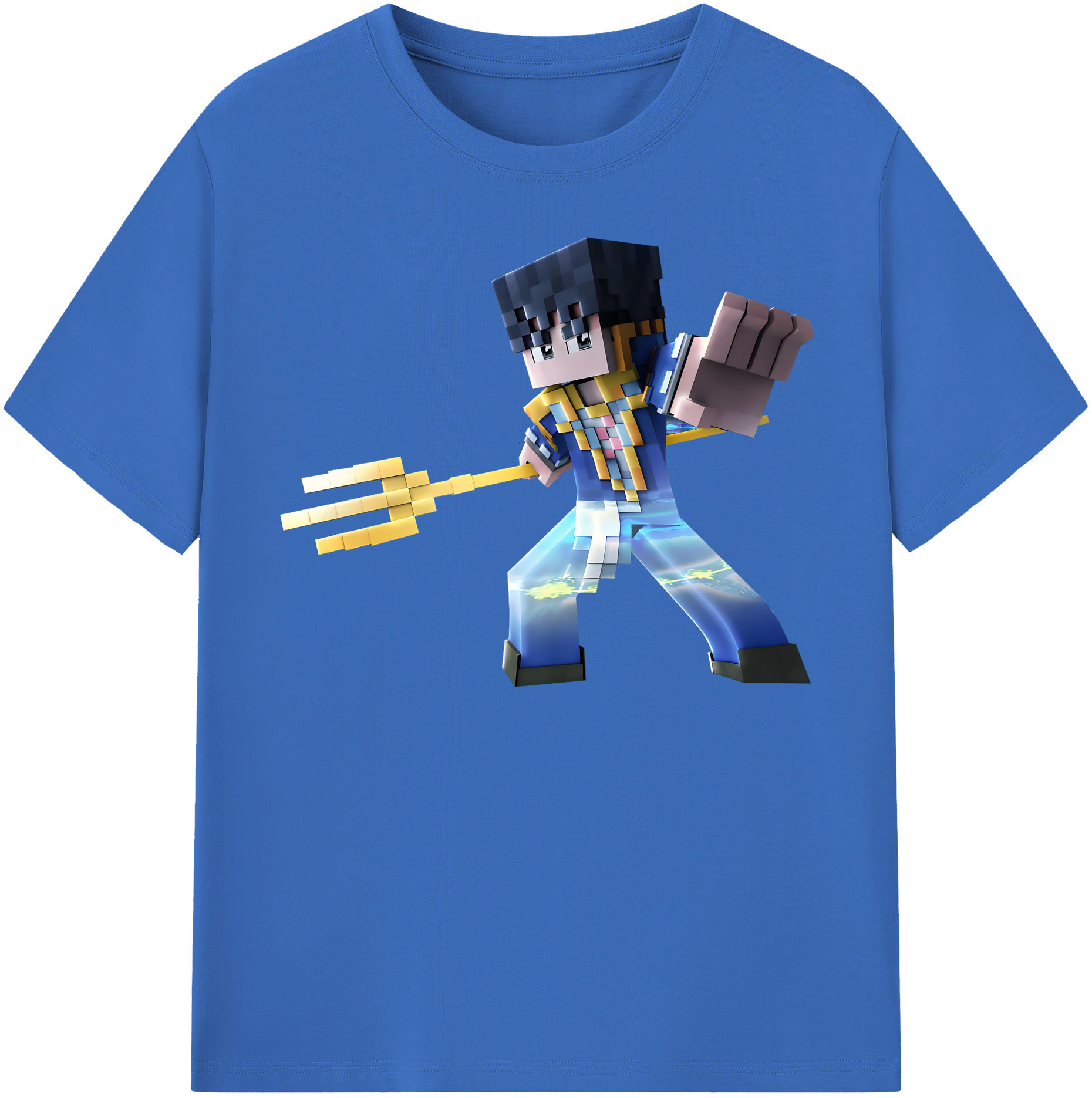 （画像用） マインクラフト ブロックの世界 Minecraft MC Block world 綿100％半袖Tシャツ（フロントプリント）