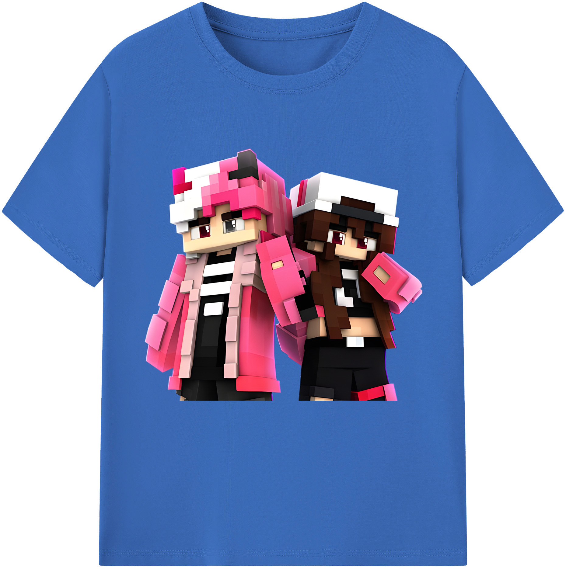 （画像用） マインクラフト ブロックの世界 Minecraft MC Block world 綿100％半袖Tシャツ（フロントプリント）