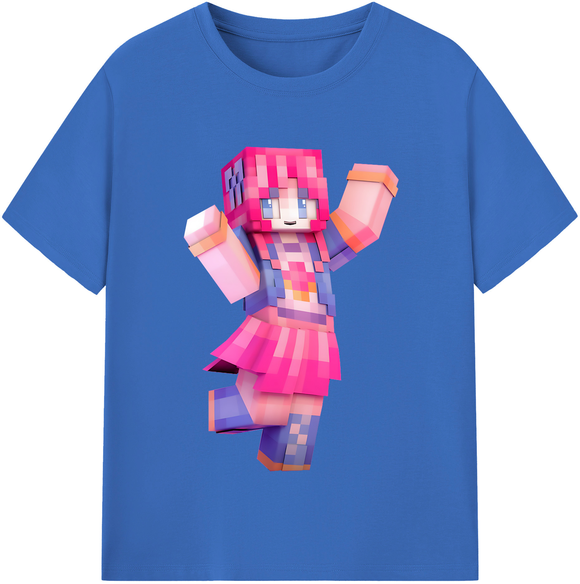 （画像用） マインクラフト ブロックの世界 Minecraft MC Block world 綿100％半袖Tシャツ（フロントプリント）