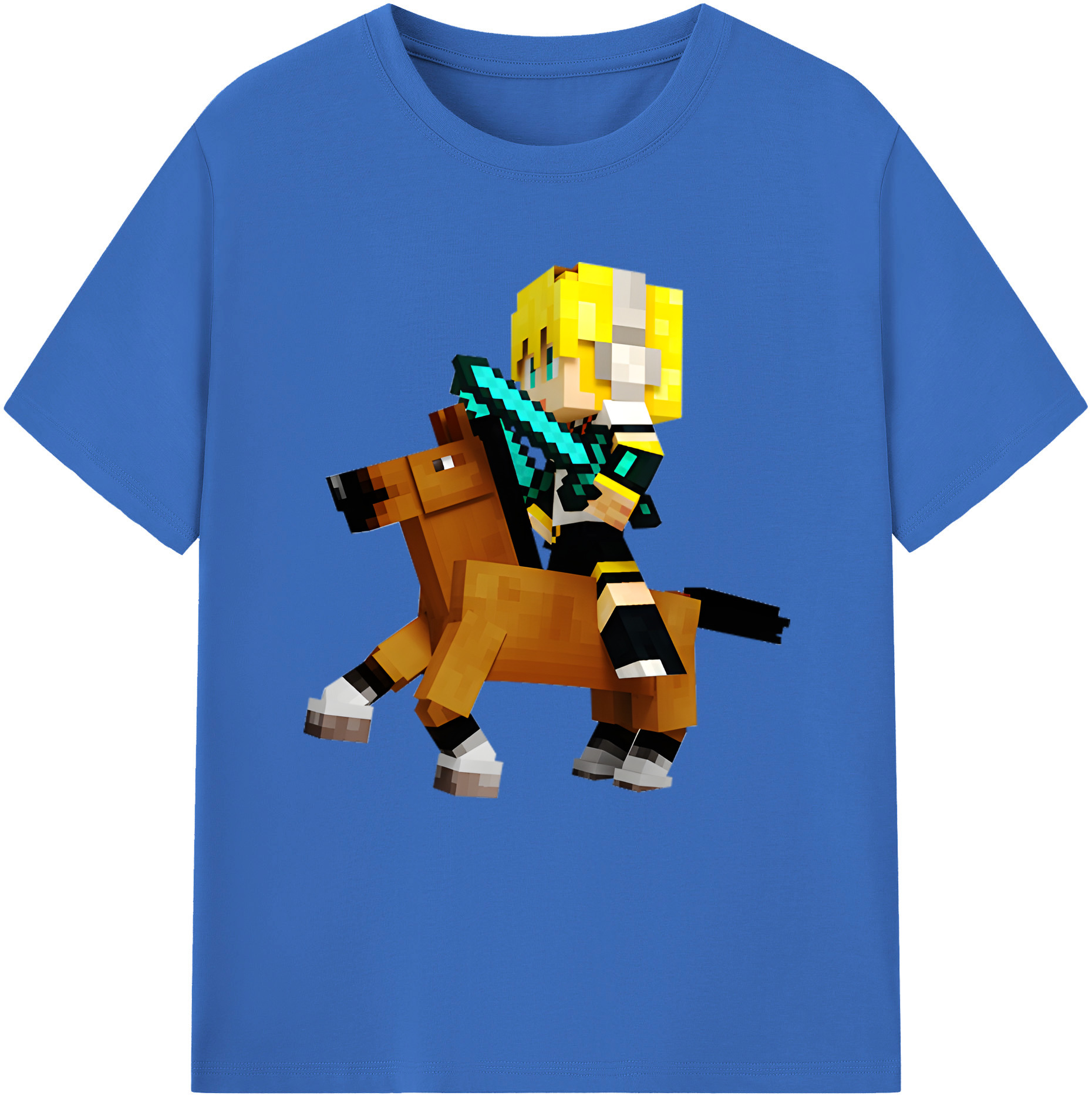 （画像用） マインクラフト ブロックの世界 Minecraft MC Block world 綿100％半袖Tシャツ（フロントプリント）