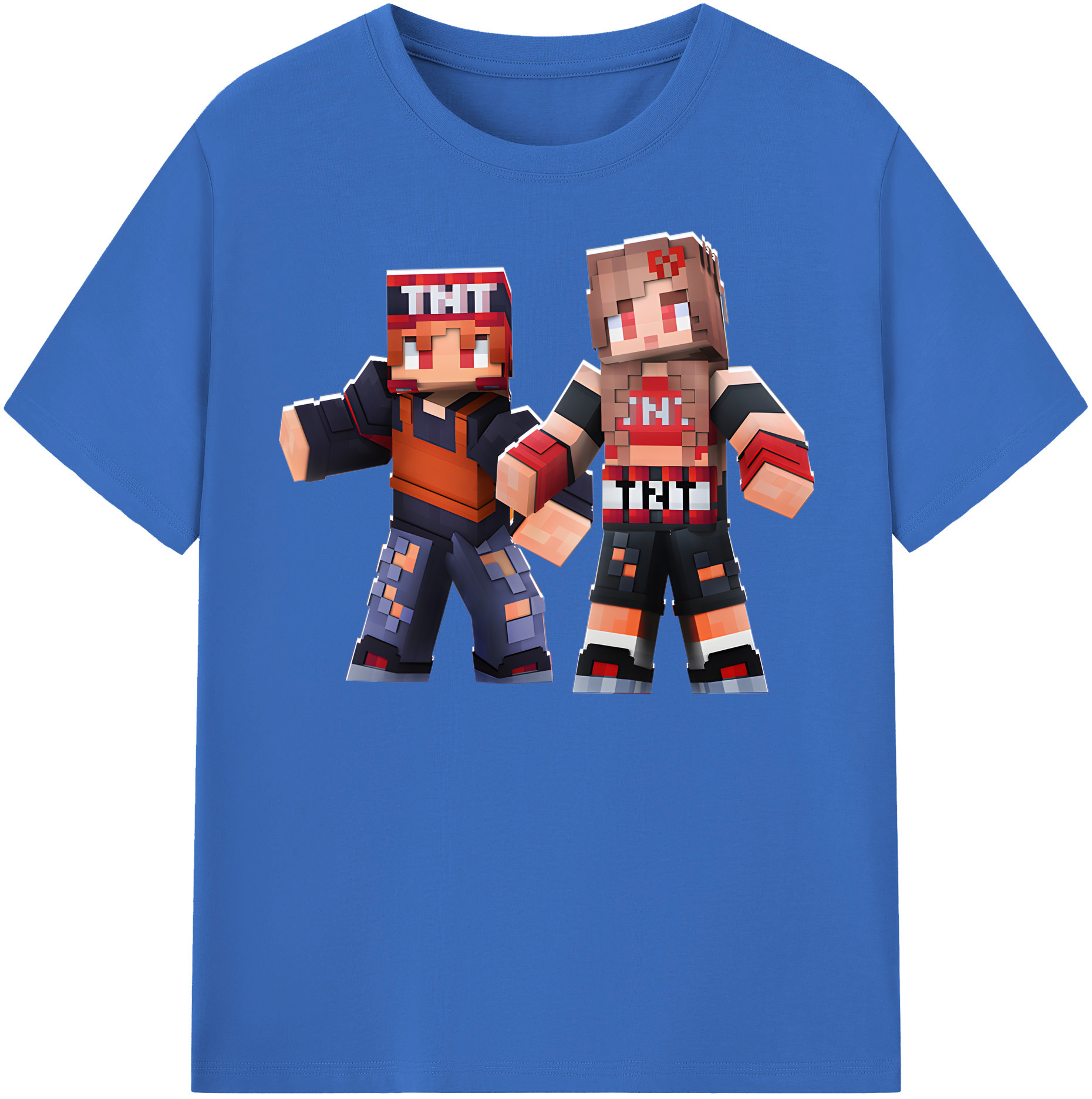 （画像用） マインクラフト ブロックの世界 Minecraft MC Block world 綿100％半袖Tシャツ（フロントプリント）
