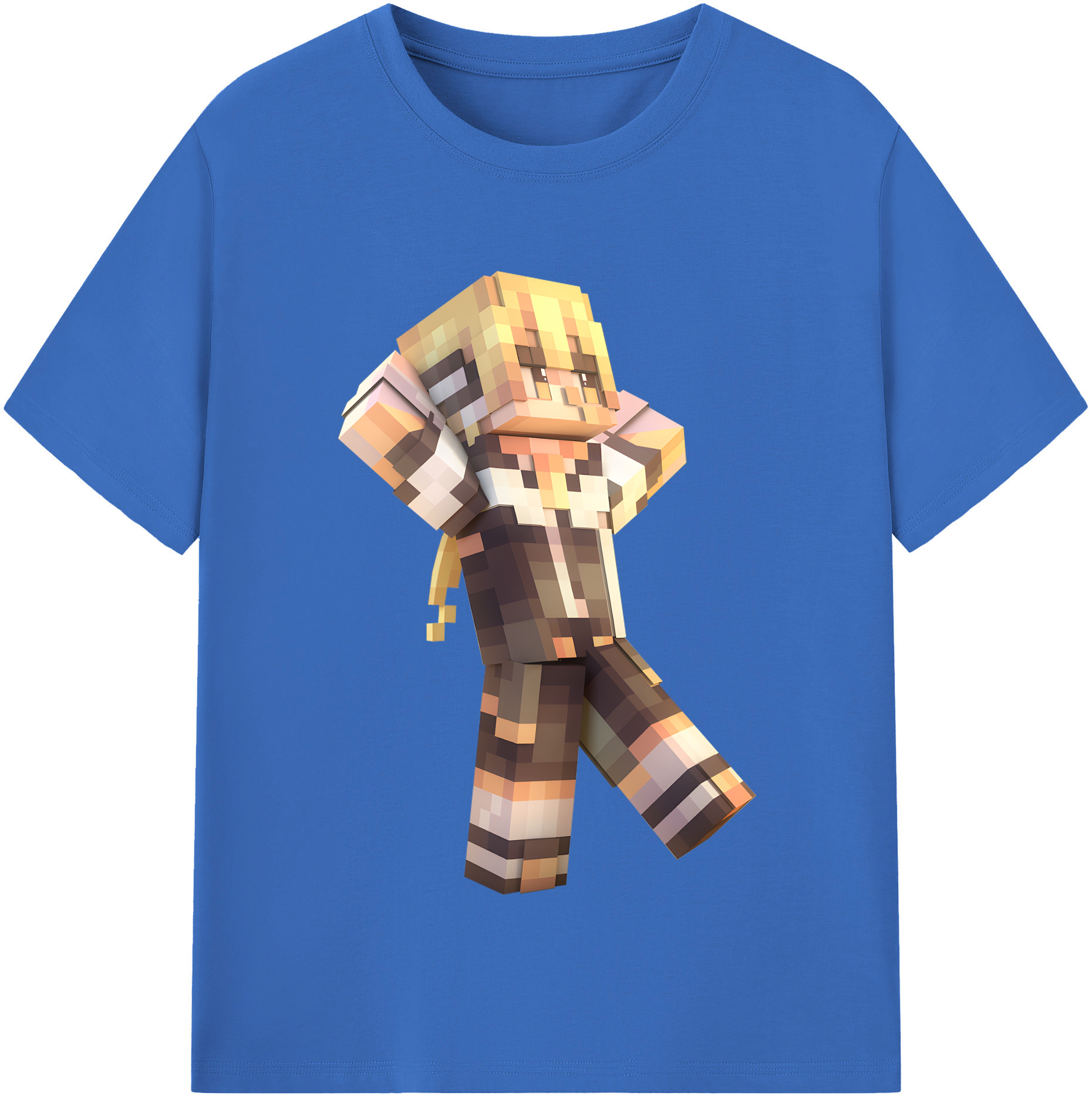 （画像用） マインクラフト ブロックの世界 Minecraft MC Block world 綿100％半袖Tシャツ（フロントプリント）