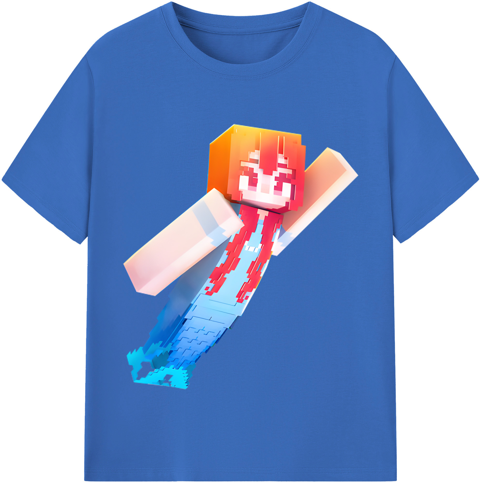 （画像用） マインクラフト ブロックの世界 Minecraft MC Block world 綿100％半袖Tシャツ（フロントプリント）