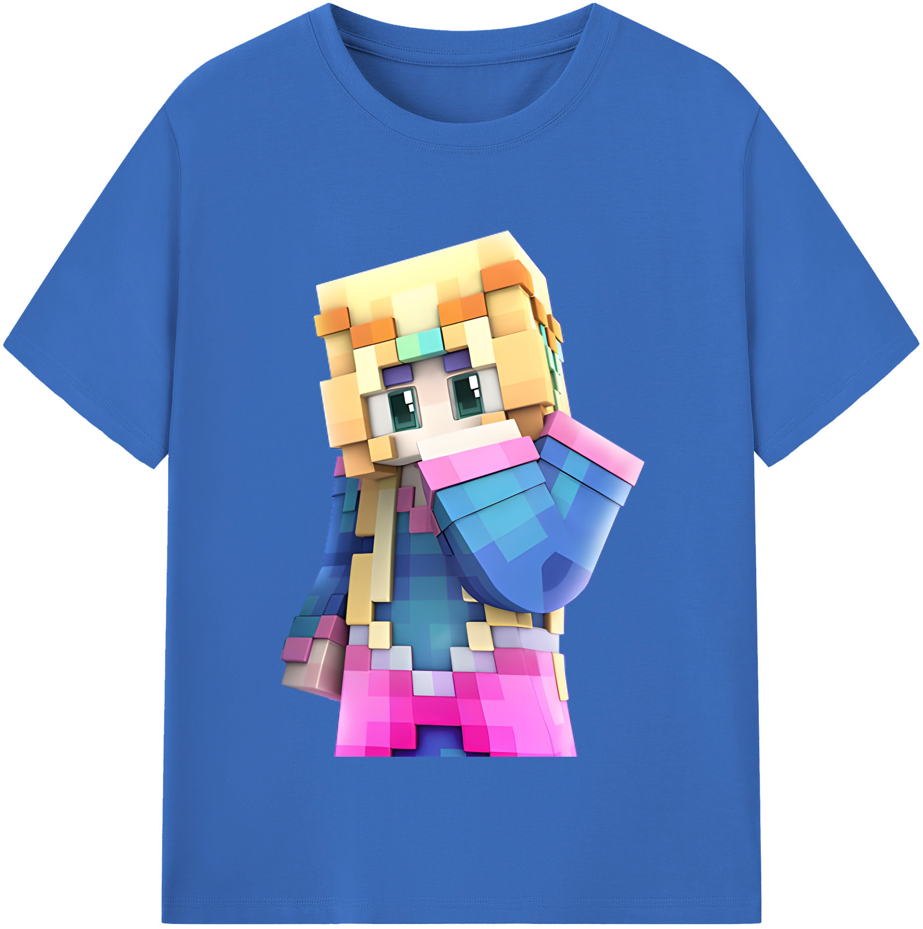 （画像用） マインクラフト ブロックの世界 Minecraft MC Block world 綿100％半袖Tシャツ（フロントプリント）