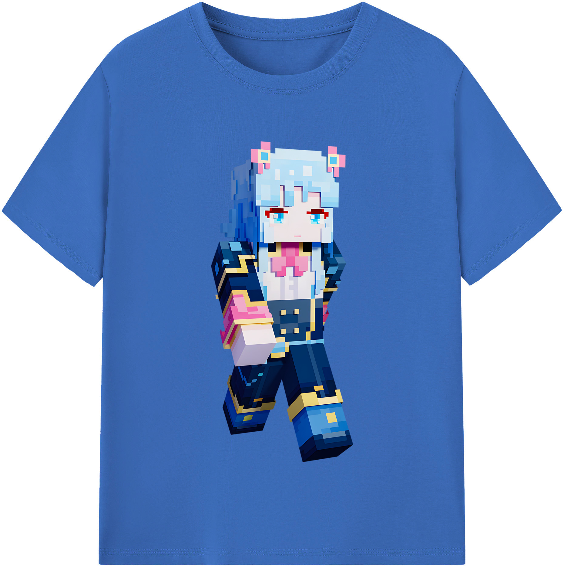 （画像用） マインクラフト ブロックの世界 Minecraft MC Block world 綿100％半袖Tシャツ（フロントプリント）