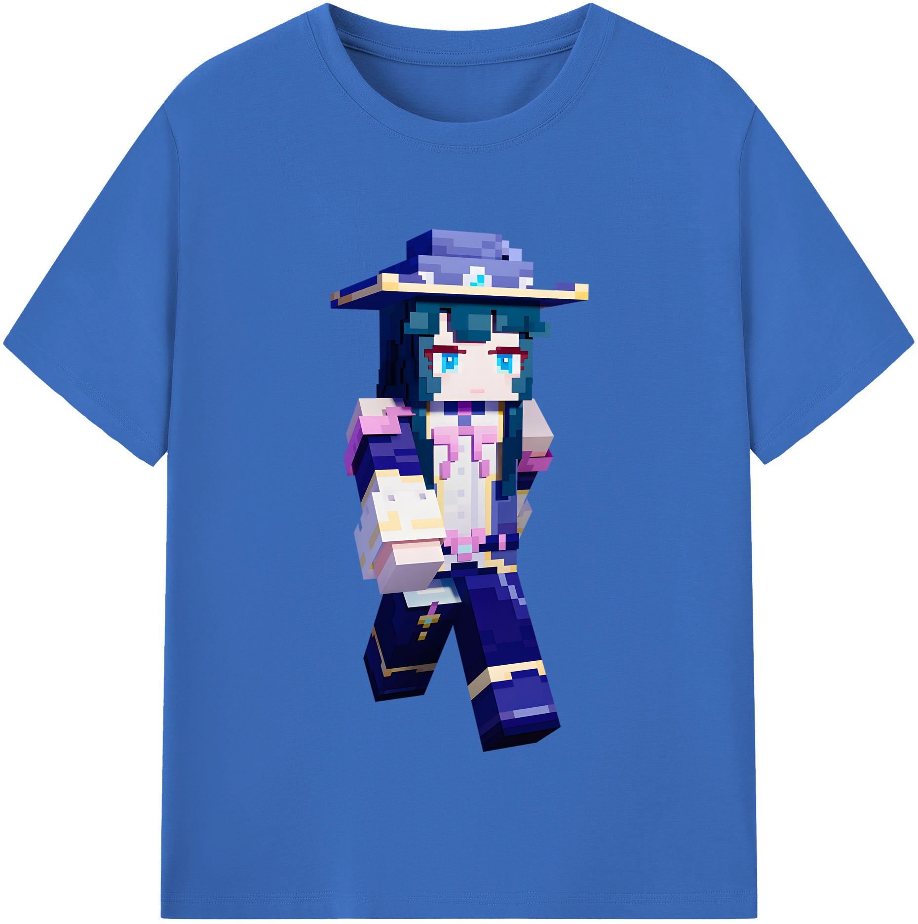 （画像用） マインクラフト ブロックの世界 Minecraft MC Block world 綿100％半袖Tシャツ（フロントプリント）