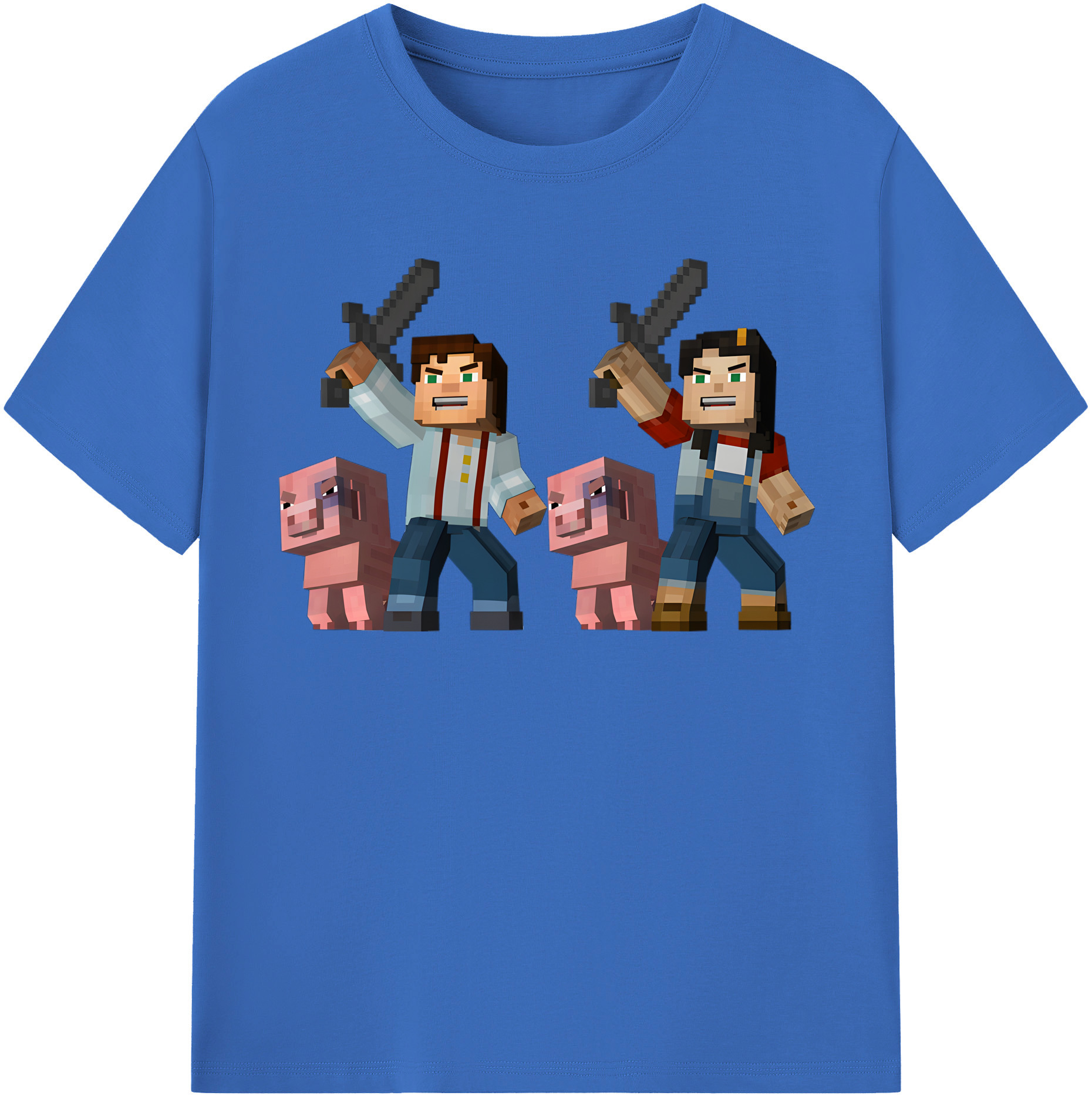 （画像用） マインクラフト ブロックの世界 Minecraft MC Block world 綿100％半袖Tシャツ（フロントプリント）