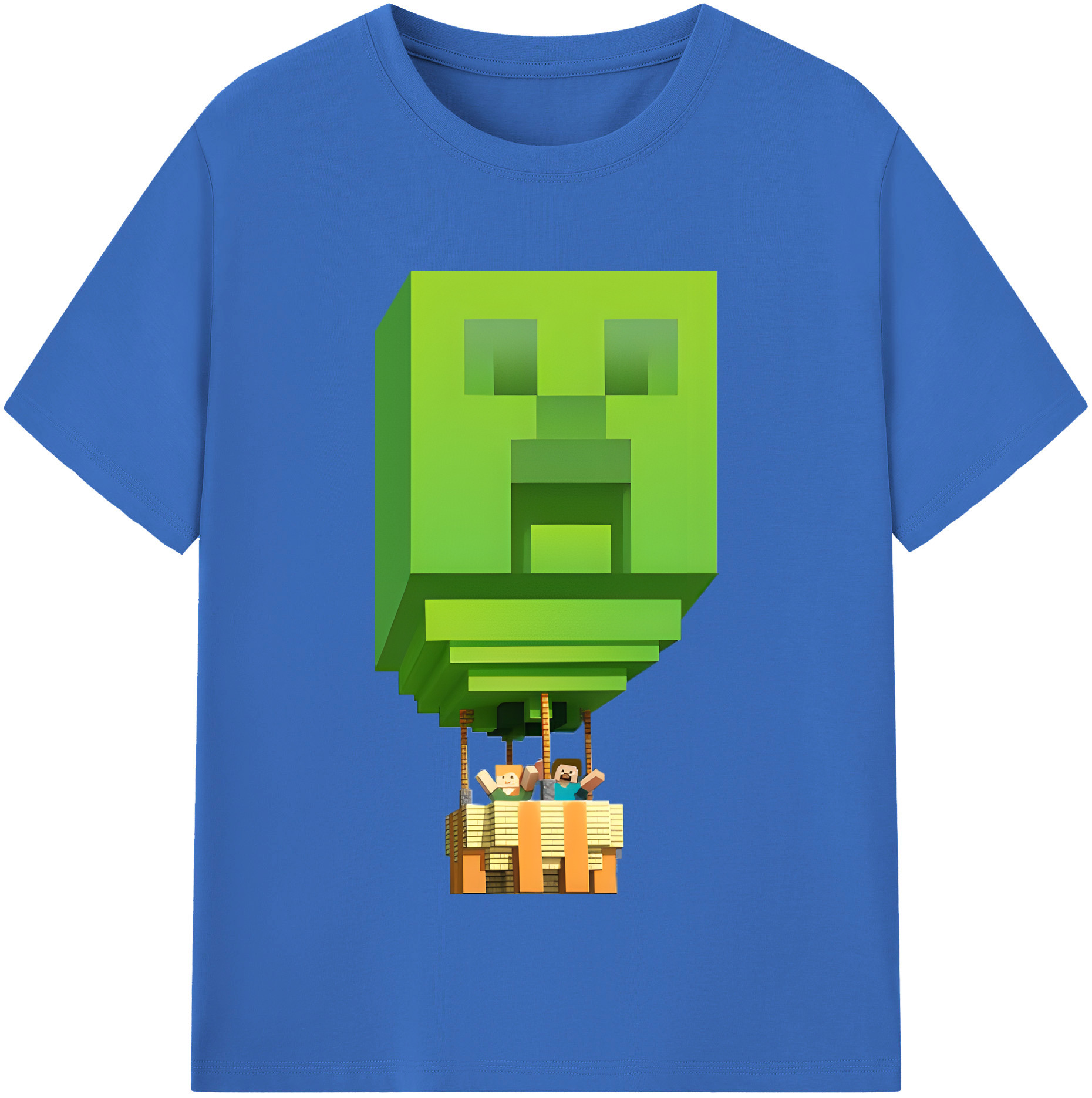 （画像用） マインクラフト ブロックの世界 Minecraft MC Block world 綿100％半袖Tシャツ（フロントプリント）