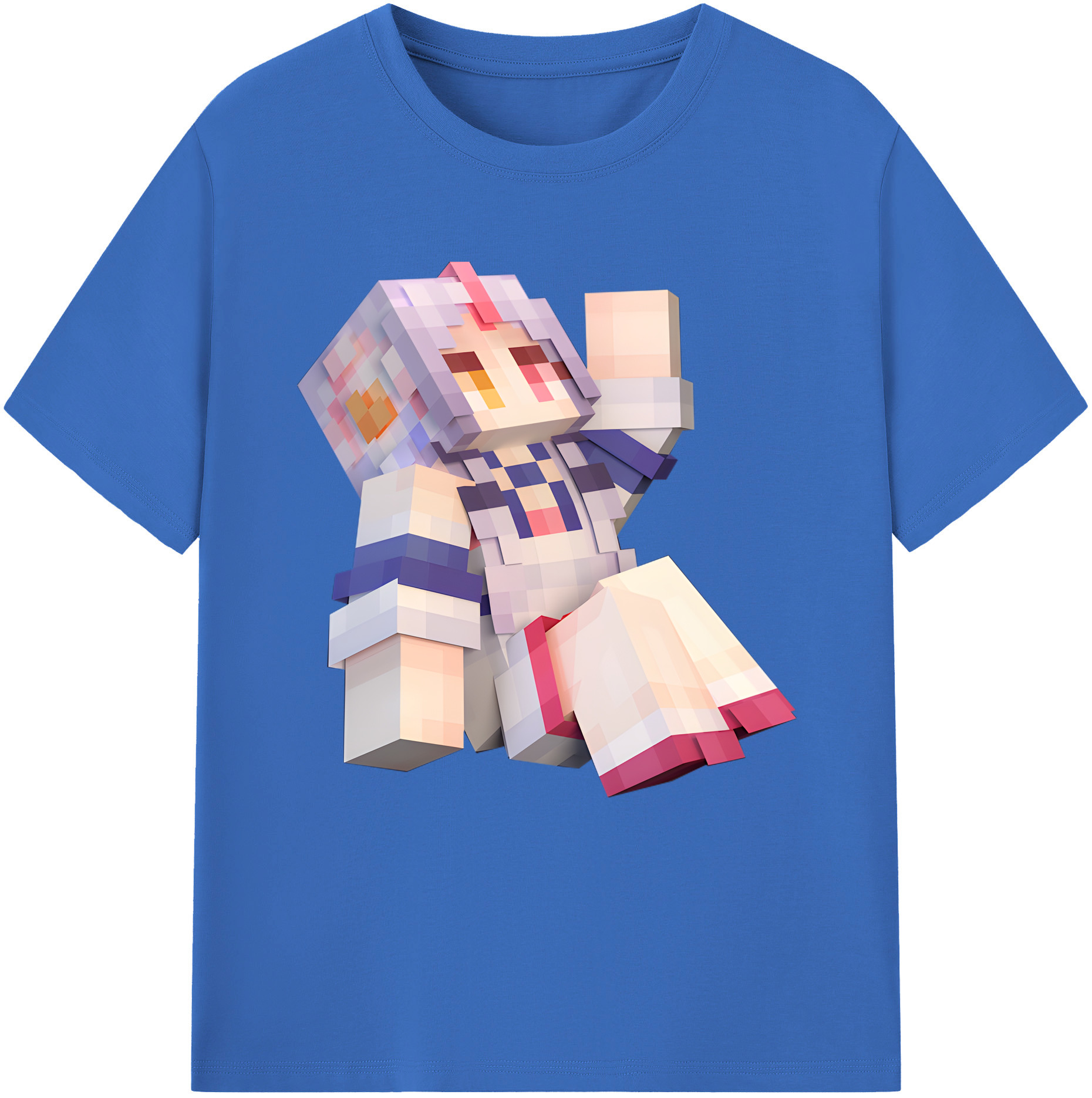 （画像用） マインクラフト ブロックの世界 Minecraft MC Block world 綿100％半袖Tシャツ（フロントプリント）