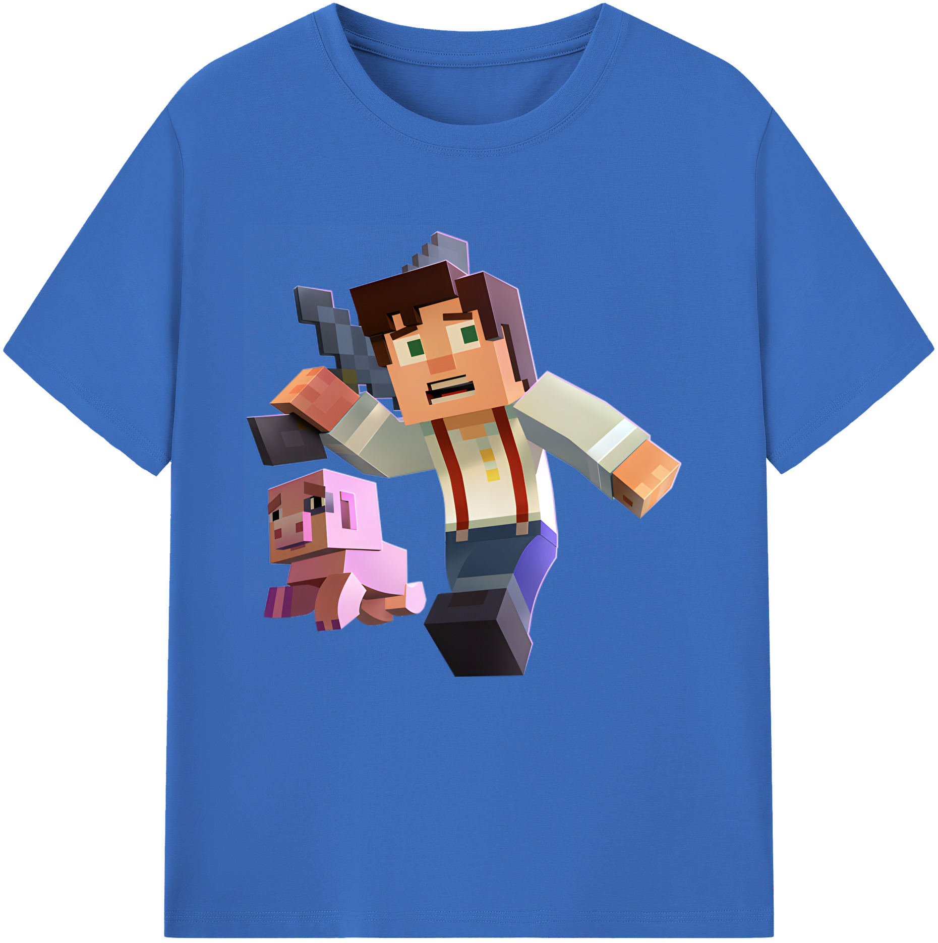 （画像用） マインクラフト ブロックの世界 Minecraft MC Block world 綿100％半袖Tシャツ（フロントプリント）