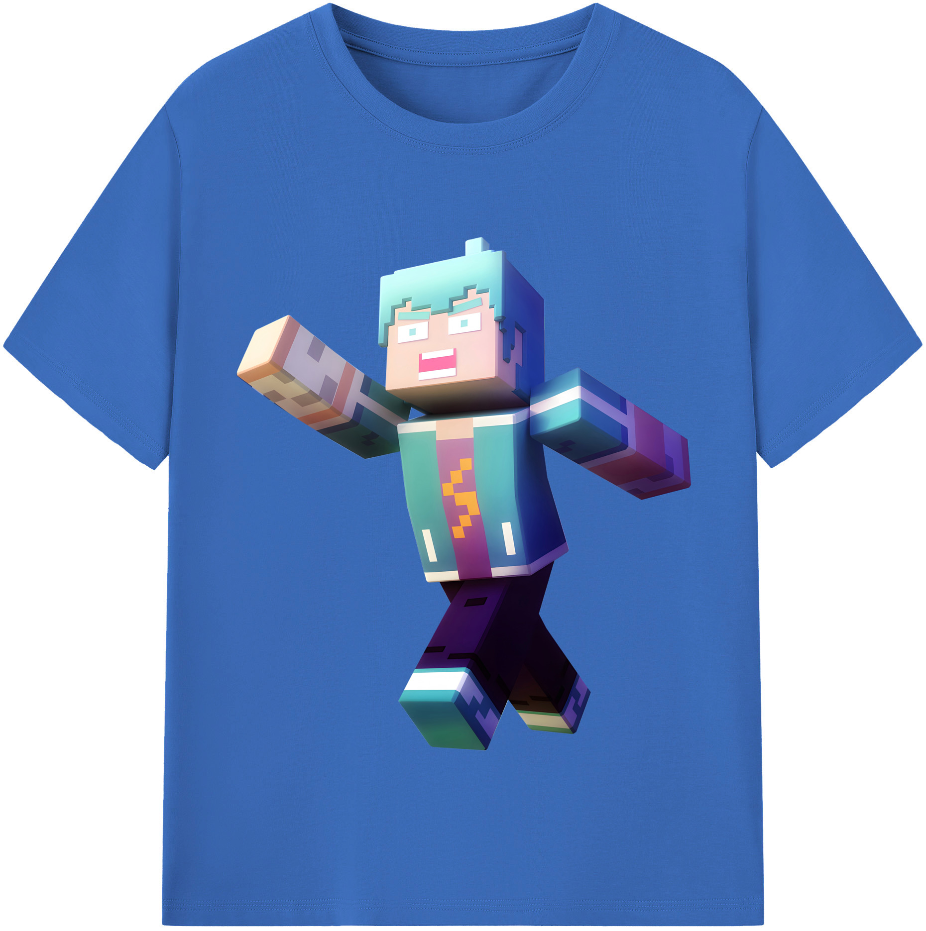 （画像用） マインクラフト ブロックの世界 Minecraft MC Block world 綿100％半袖Tシャツ（フロントプリント）