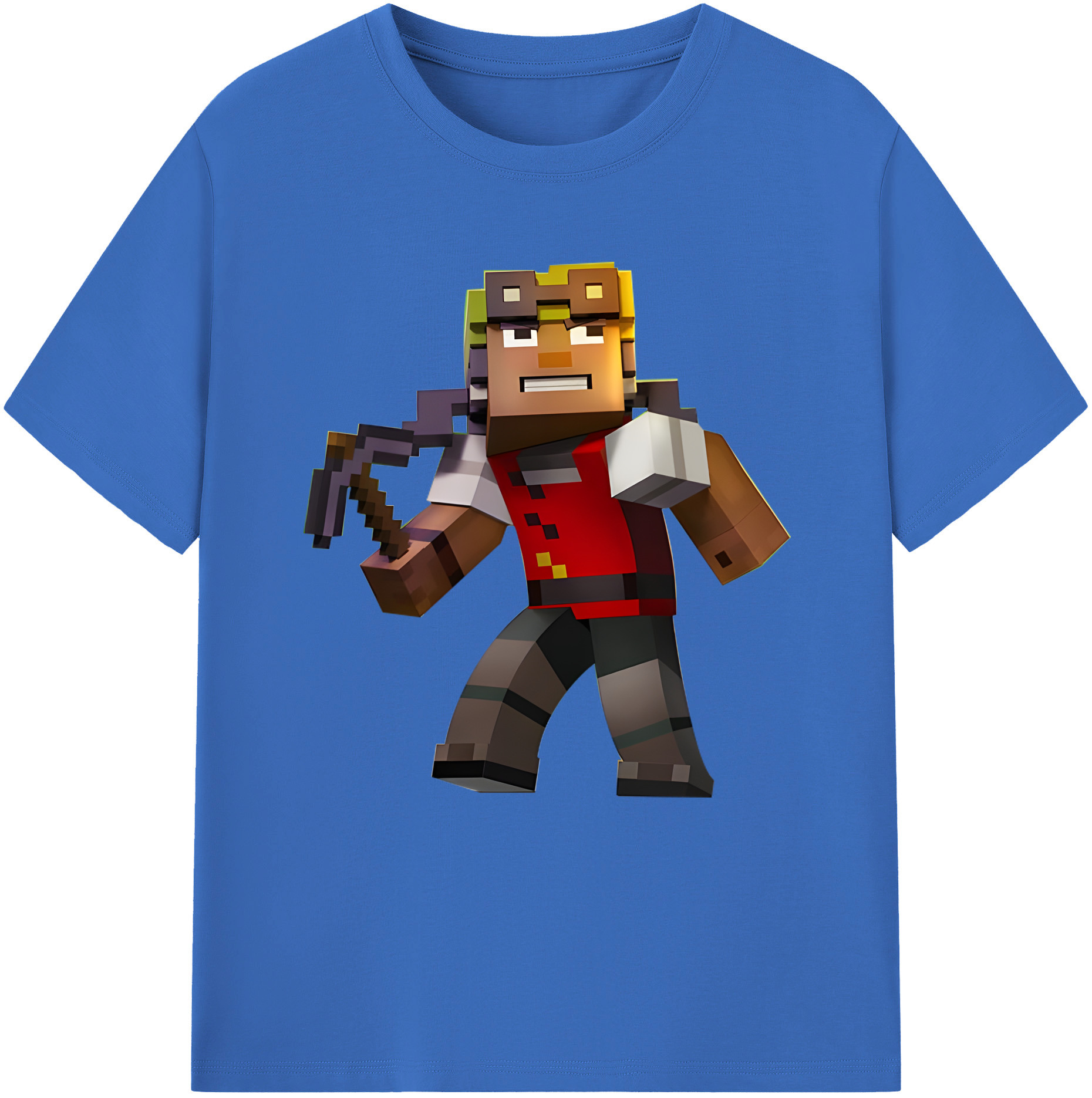 （画像用） マインクラフト ブロックの世界 Minecraft MC Block world 綿100％半袖Tシャツ（フロントプリント）