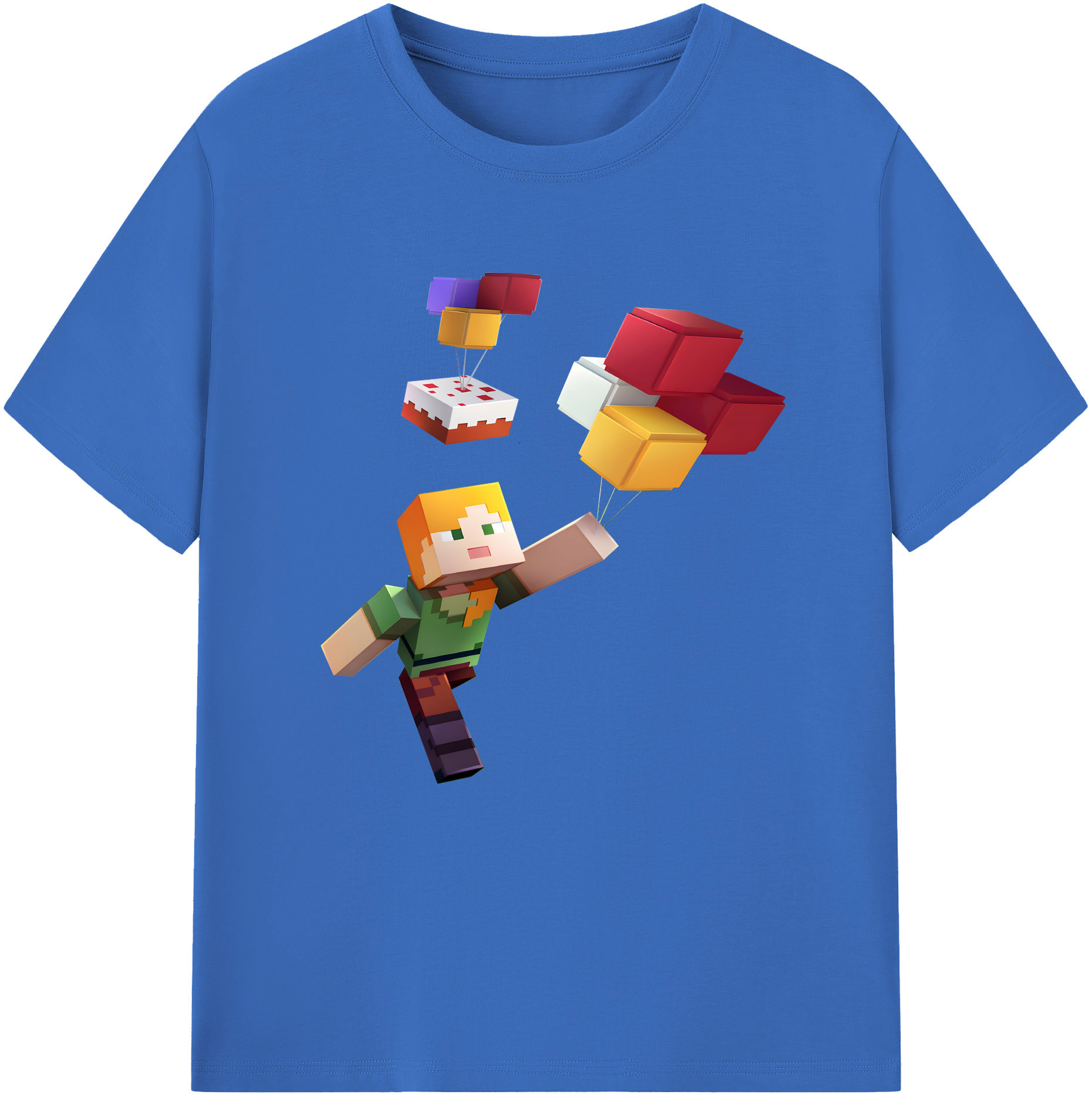 （画像用） マインクラフト ブロックの世界 Minecraft MC Block world 綿100％半袖Tシャツ（フロントプリント）