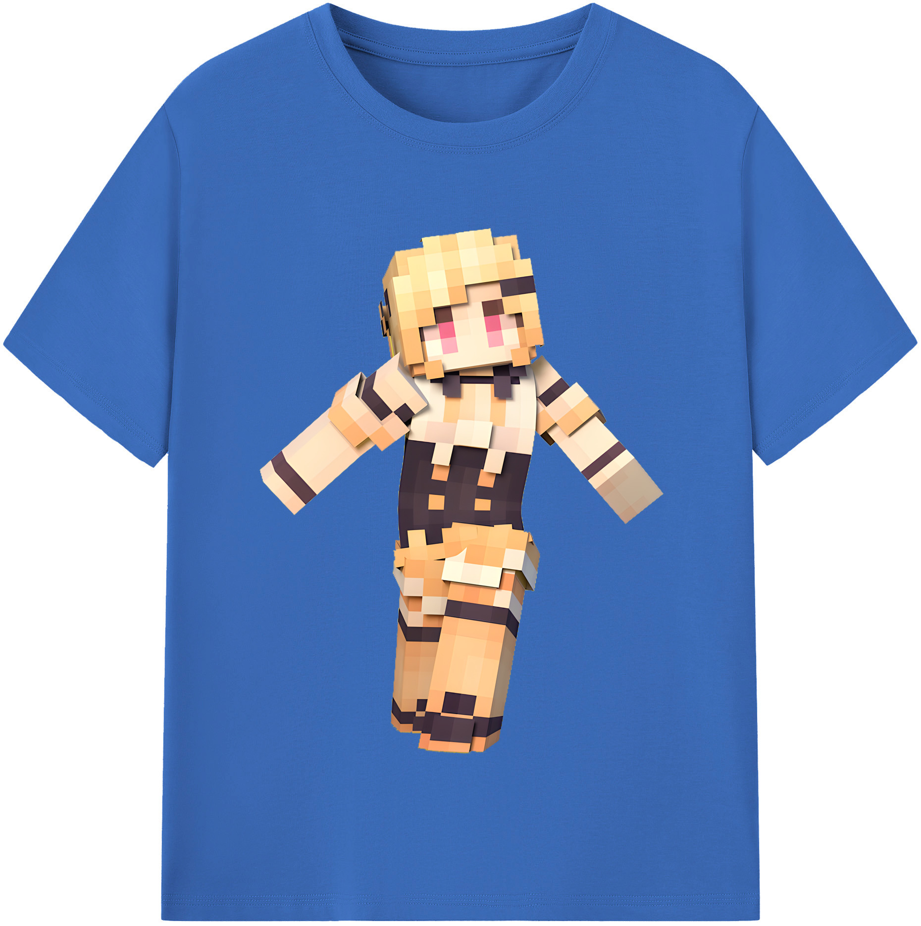 （画像用） マインクラフト ブロックの世界 Minecraft MC Block world 綿100％半袖Tシャツ（フロントプリント）