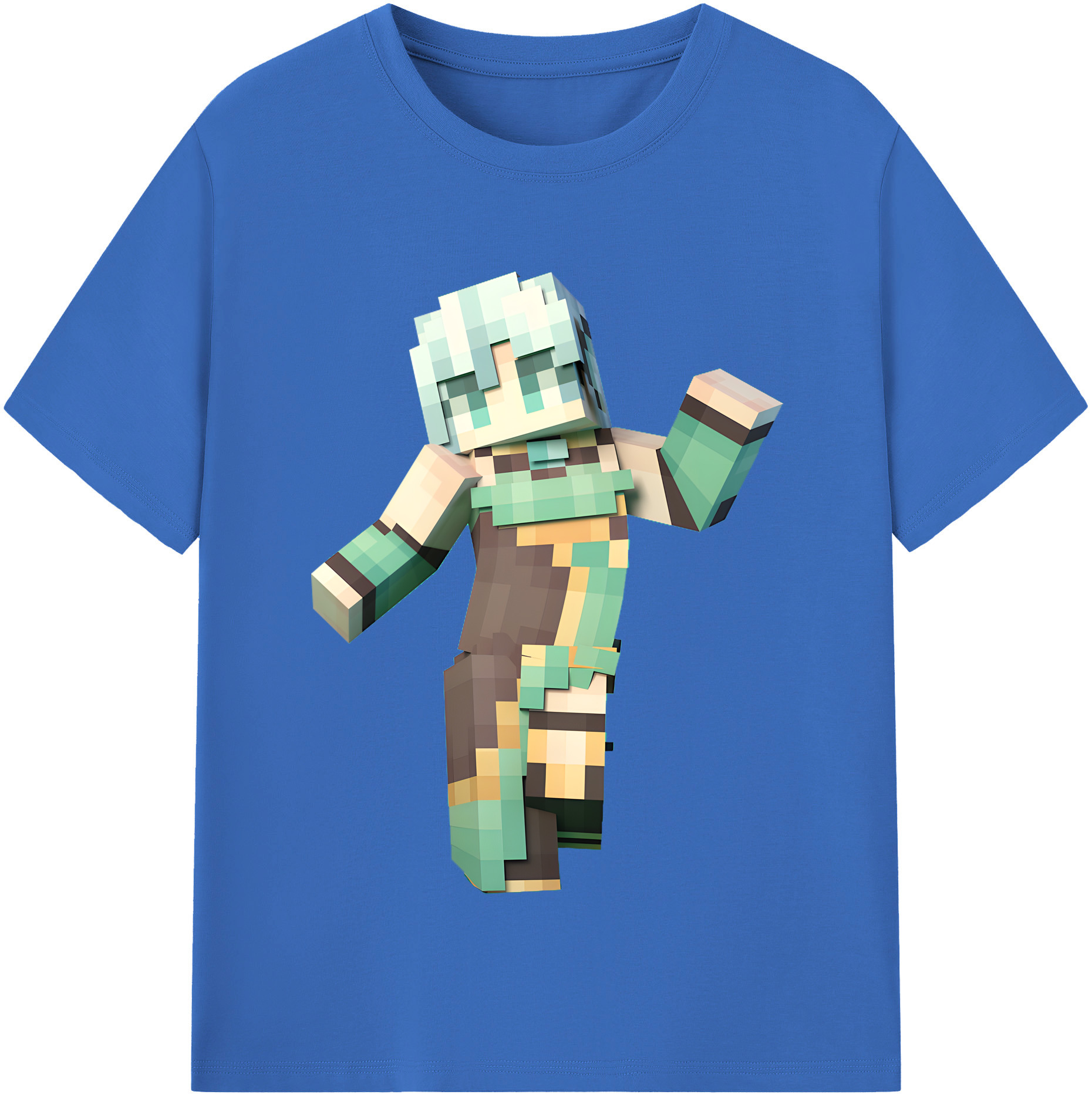 （画像用） マインクラフト ブロックの世界 Minecraft MC Block world 綿100％半袖Tシャツ（フロントプリント）