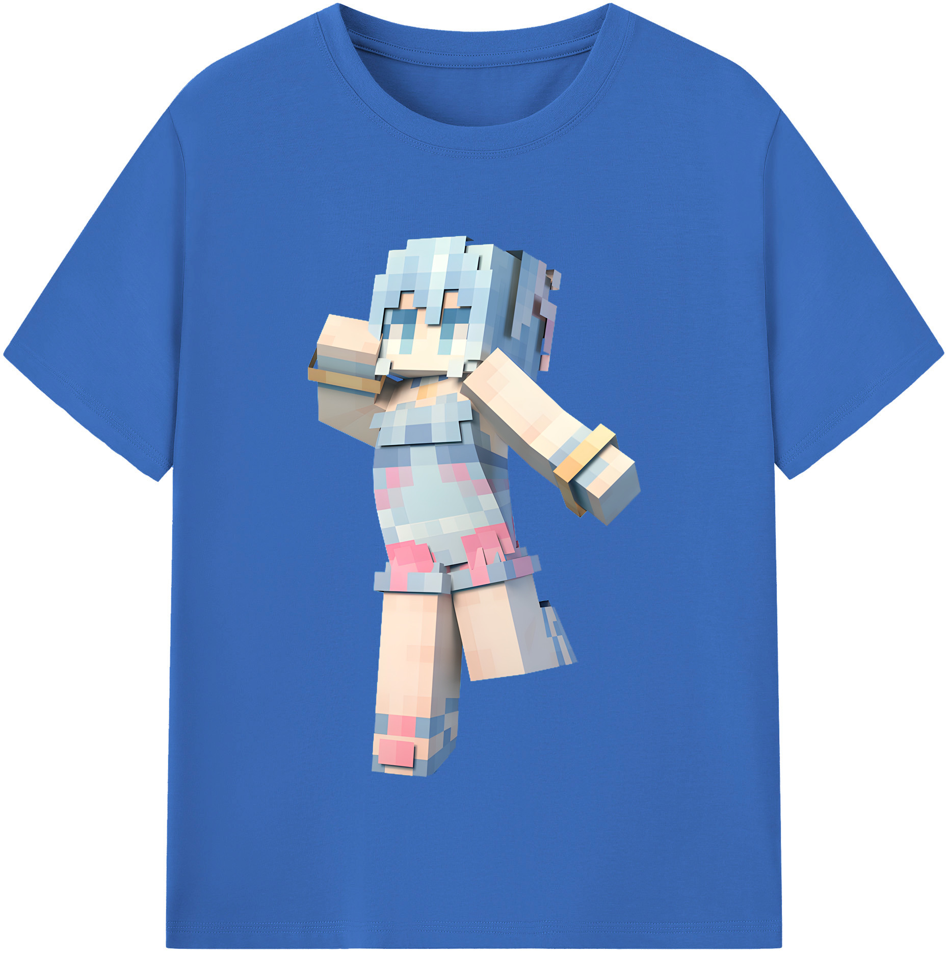 （画像用） マインクラフト ブロックの世界 Minecraft MC Block world 綿100％半袖Tシャツ（フロントプリント）