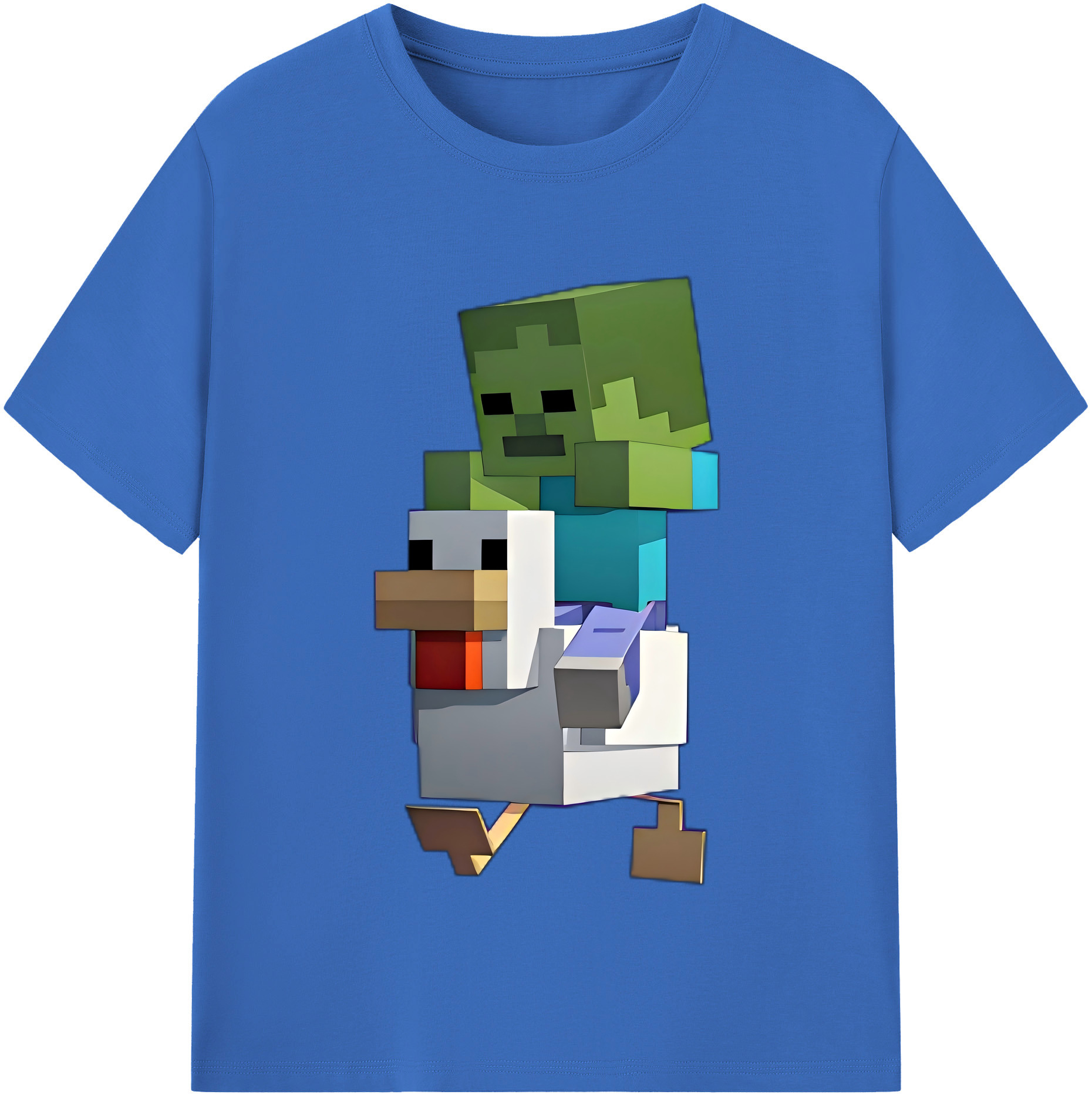 （画像用） マインクラフト ブロックの世界 Minecraft MC Block world 綿100％半袖Tシャツ（フロントプリント）