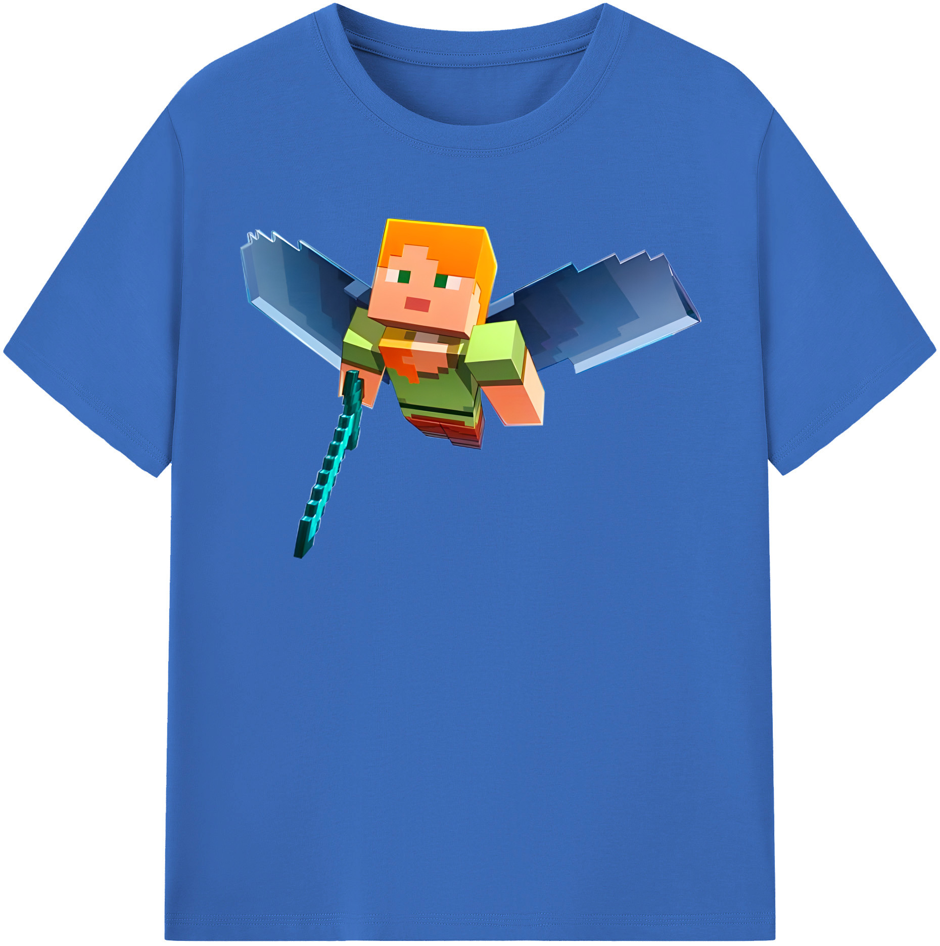 （画像用） マインクラフト ブロックの世界 Minecraft MC Block world 綿100％半袖Tシャツ（フロントプリント）